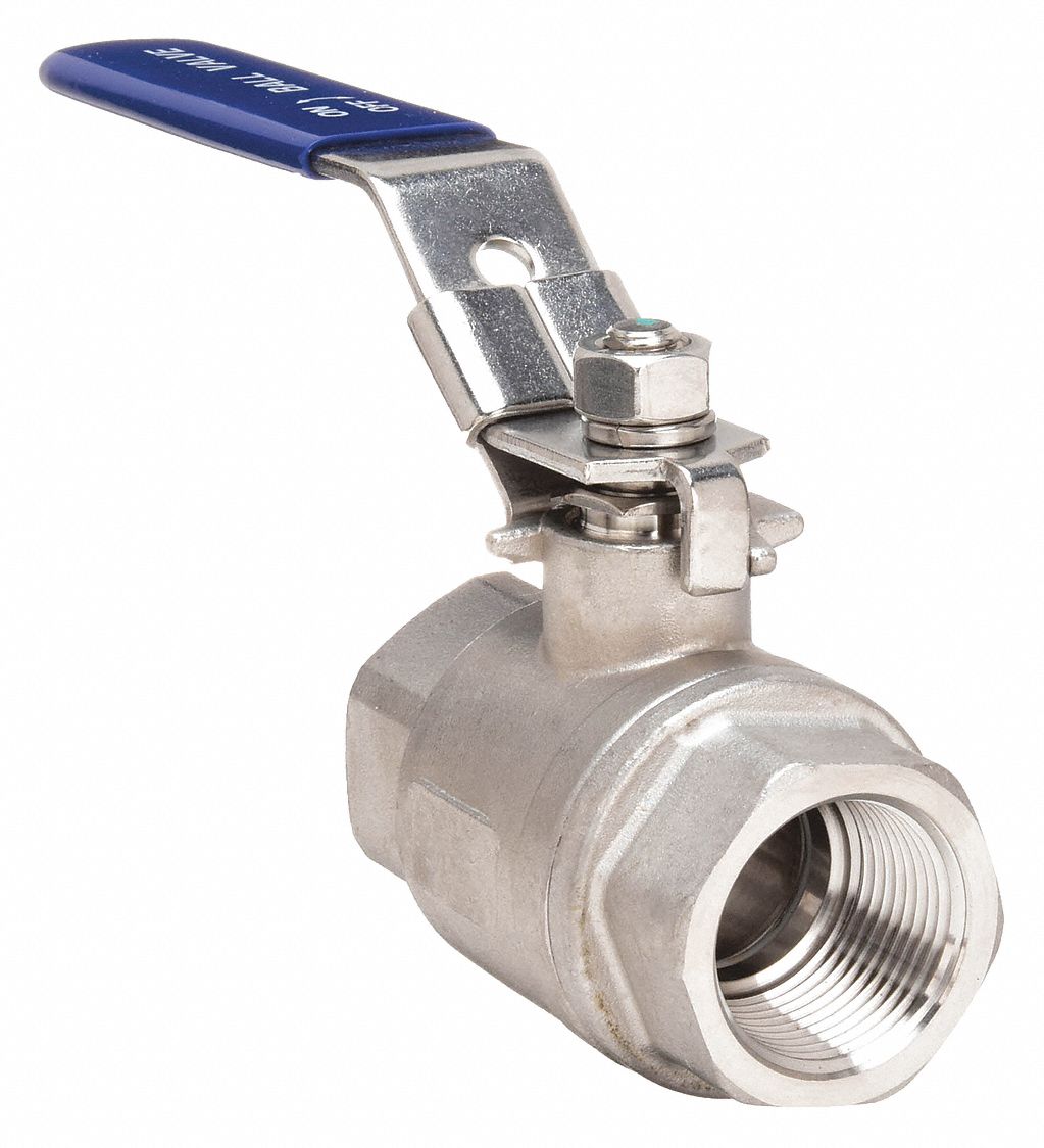 MANUAL TWO-WAY BALL VALVE: 2½ IN, 316 STAINLESS STEEL, STRAIGHT VALVE BODY, PTFE