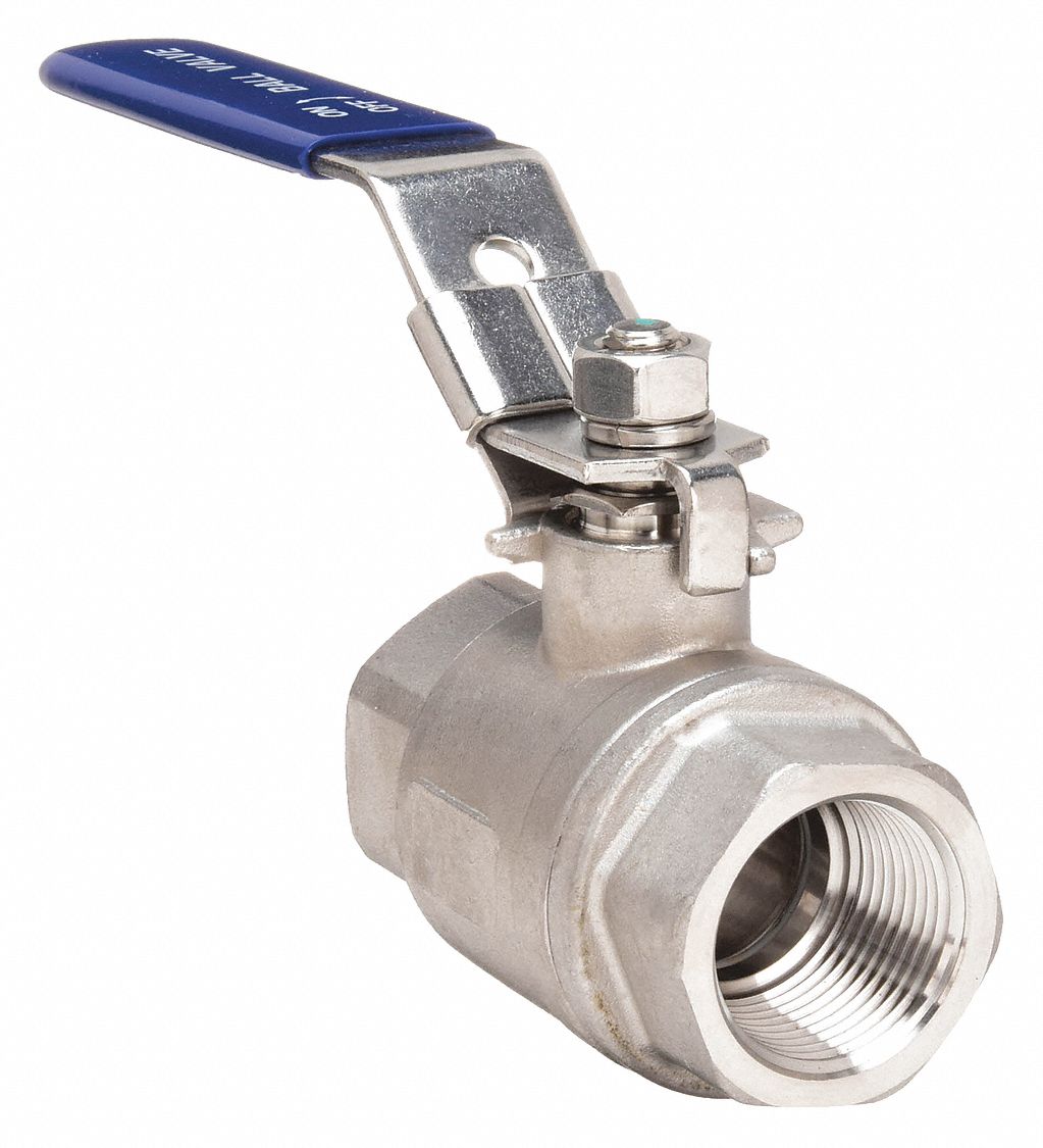 MANUAL TWO-WAY BALL VALVE: ½ IN, 316 STAINLESS STEEL, STRAIGHT VALVE BODY, PTFE