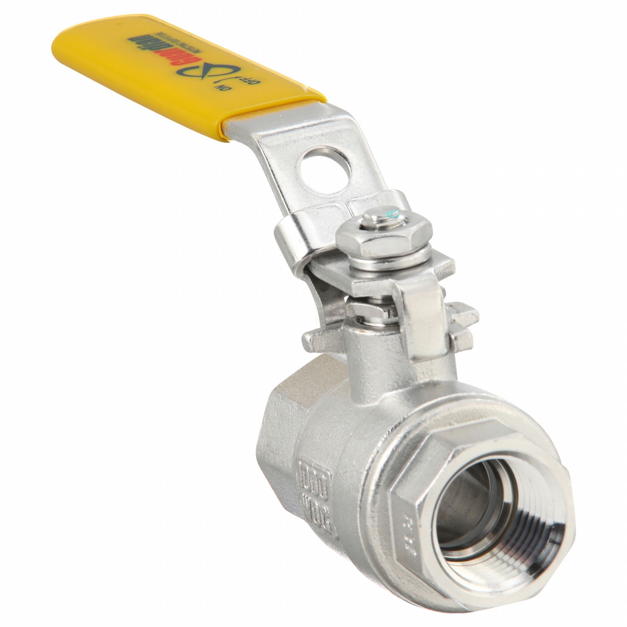 Manual Two-Way Ball Valve: 1/2 in, 316 Stainless Steel, Straight Valve Body, PTFE
