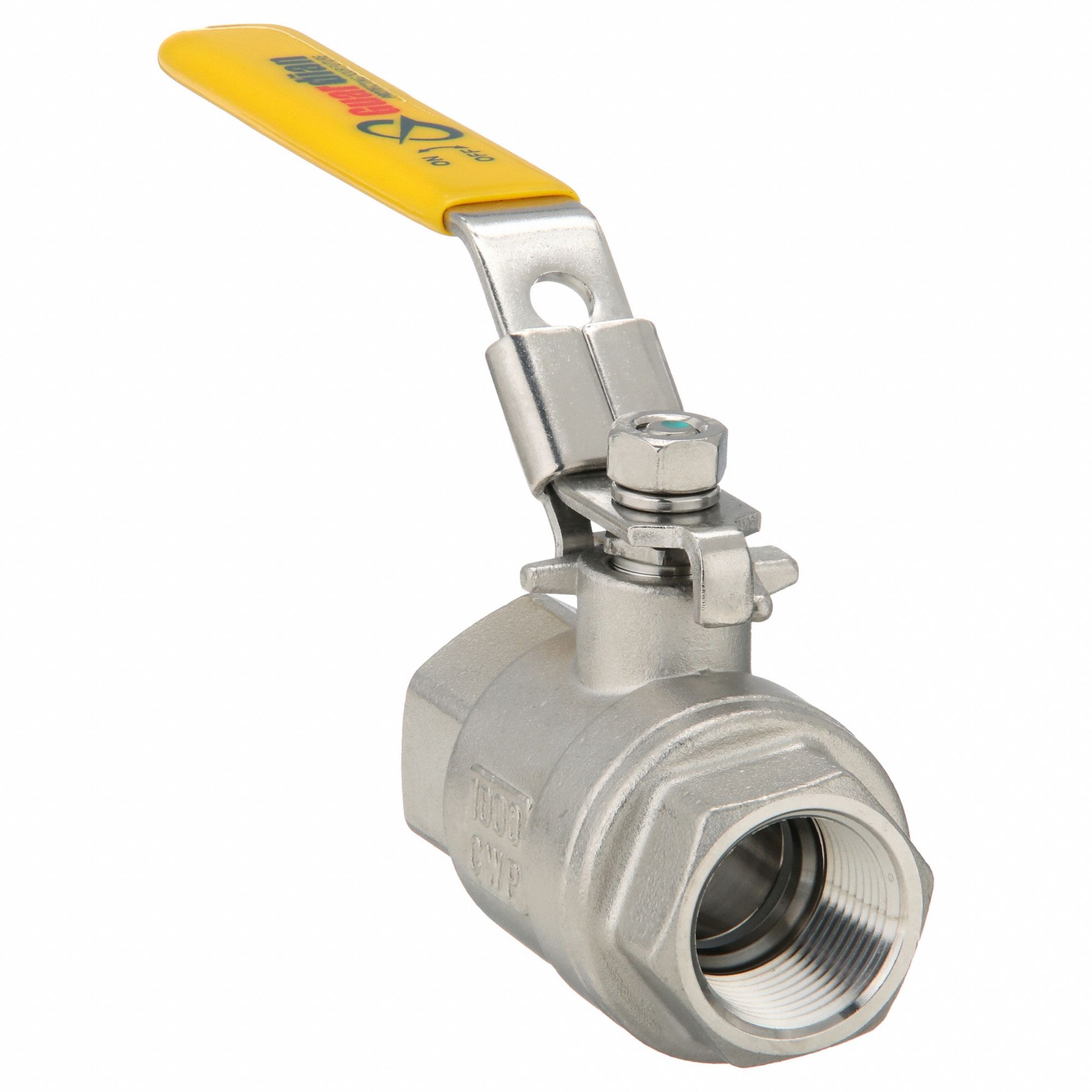 Manual Two-Way Ball Valve: 3/4 in, 316 Stainless Steel, Straight Valve Body, PTFE