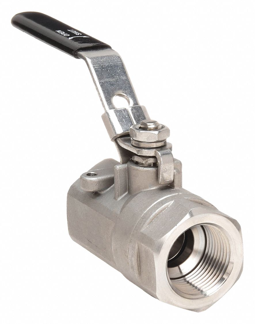 MANUAL TWO-WAY BALL VALVE: ½ IN, 316 STAINLESS STEEL, STRAIGHT VALVE BODY, PTFE