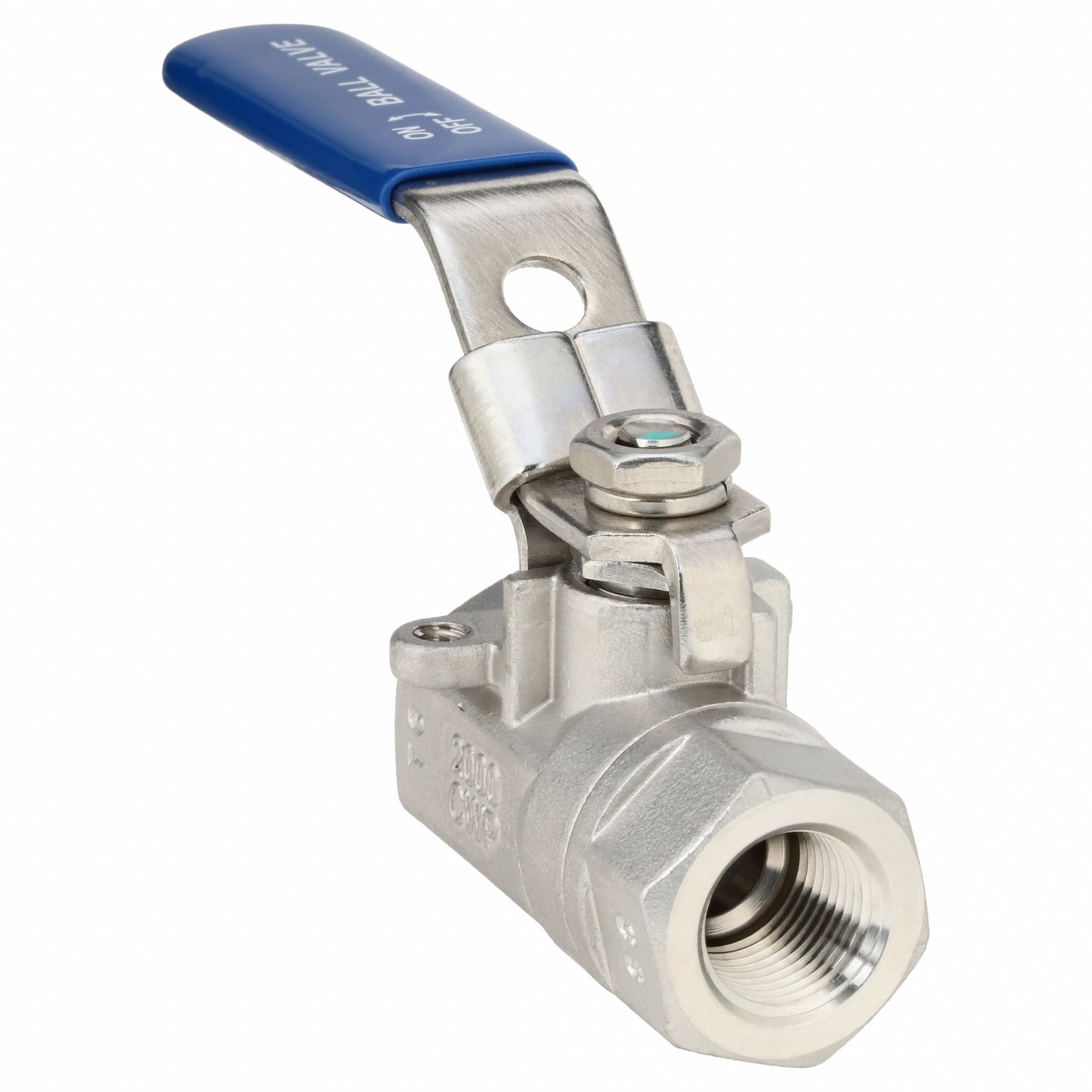 Manual Two-Way Ball Valve: 3/8 in, 316 Stainless Steel, Straight Valve Body, PTFE