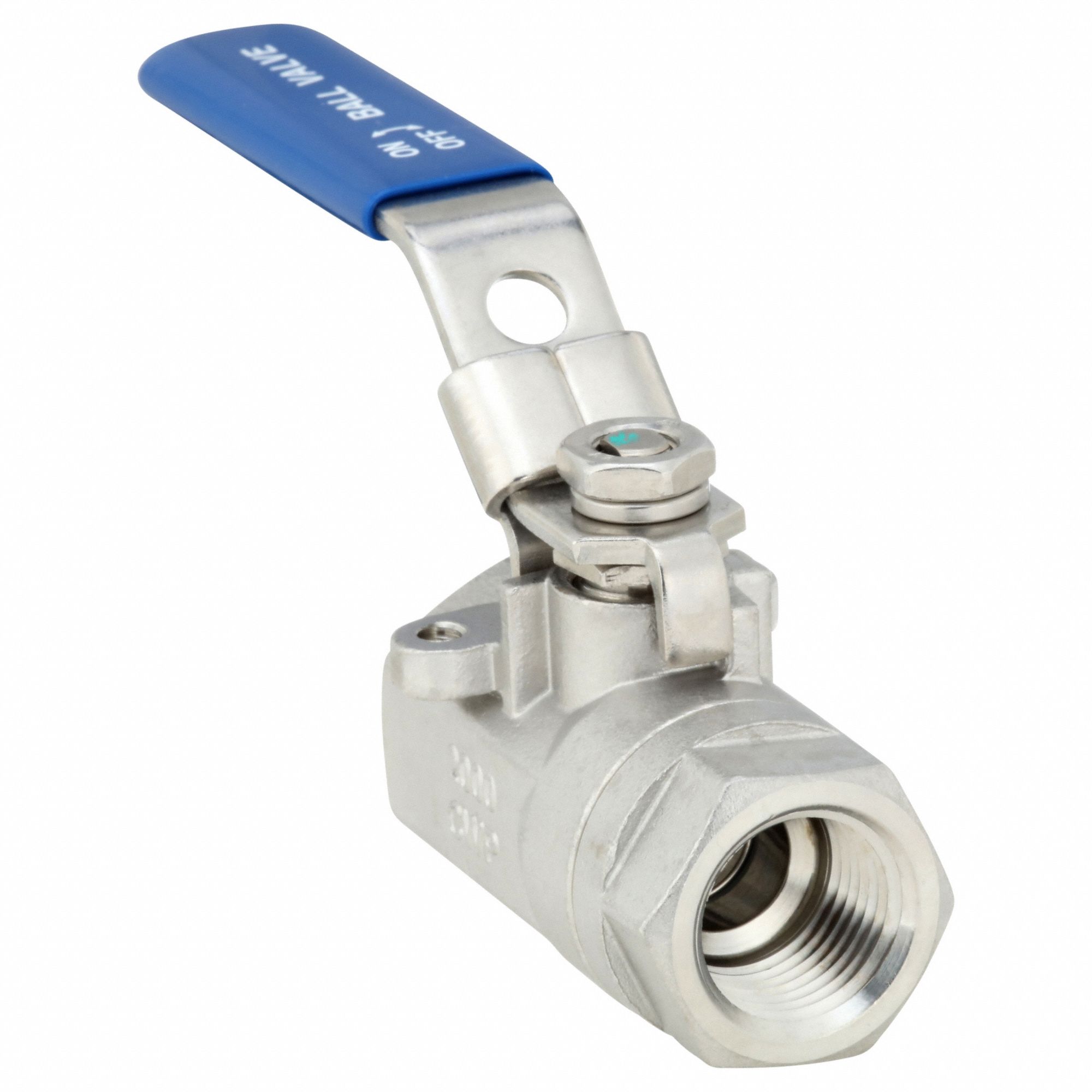 Manual Two-Way Ball Valve: 1/2 in, 316 Stainless Steel, Straight Valve Body, PTFE