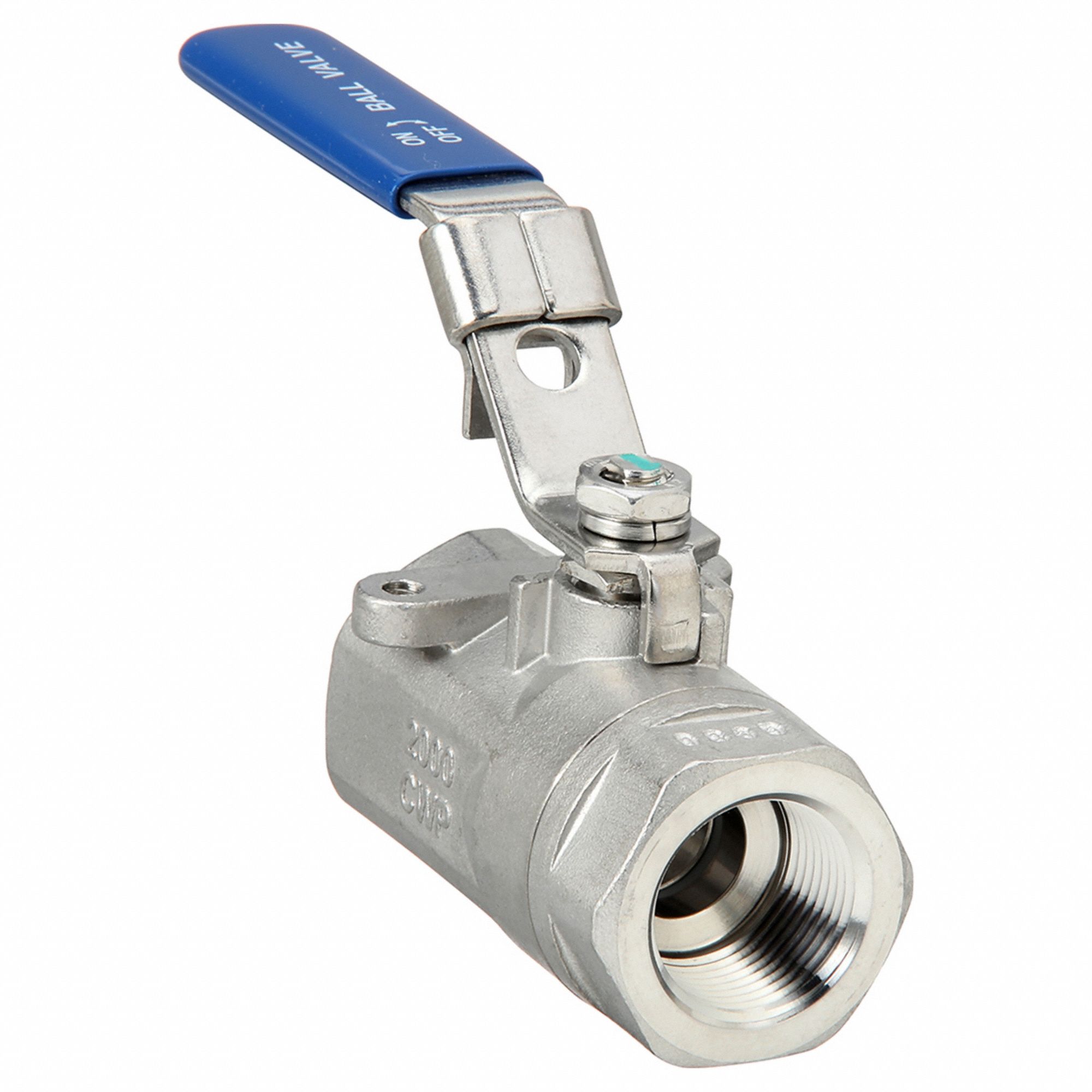 Manual Two-Way Ball Valve: 3/4 in, 316 Stainless Steel, Straight Valve Body, PTFE