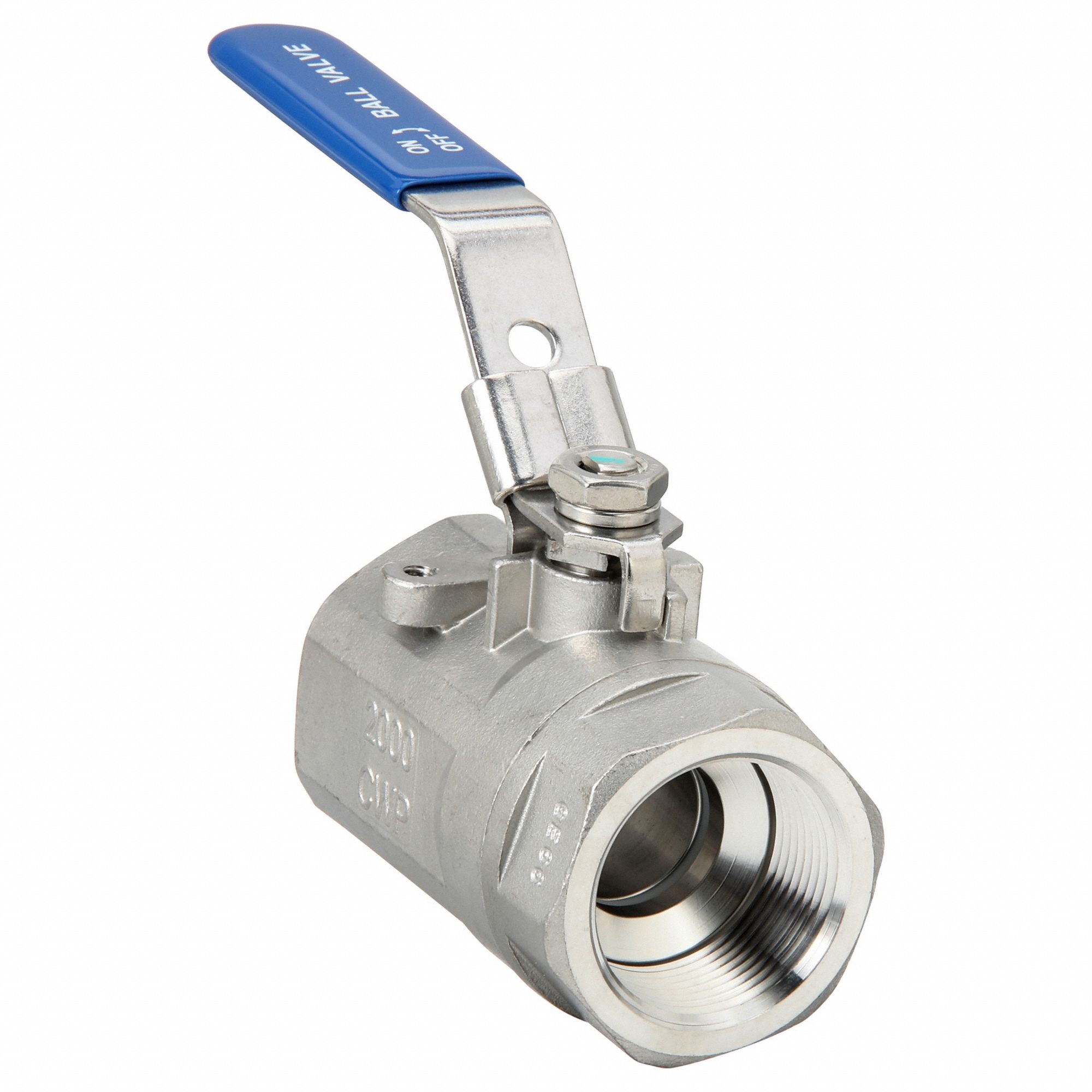 Manual Two-Way Ball Valve: 1 1/4 in, 316 Stainless Steel, Straight Valve Body, PTFE