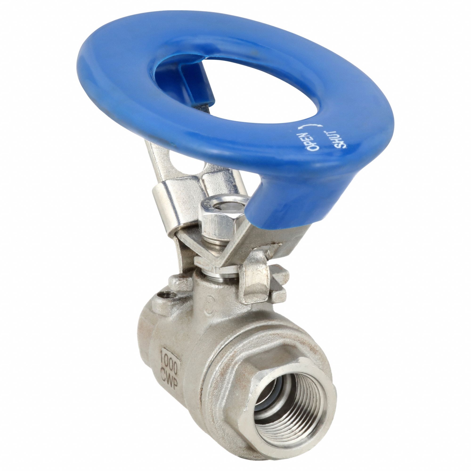 Manual Two-Way Ball Valve: 3/8 in, 316 Stainless Steel, Straight Valve Body, PTFE