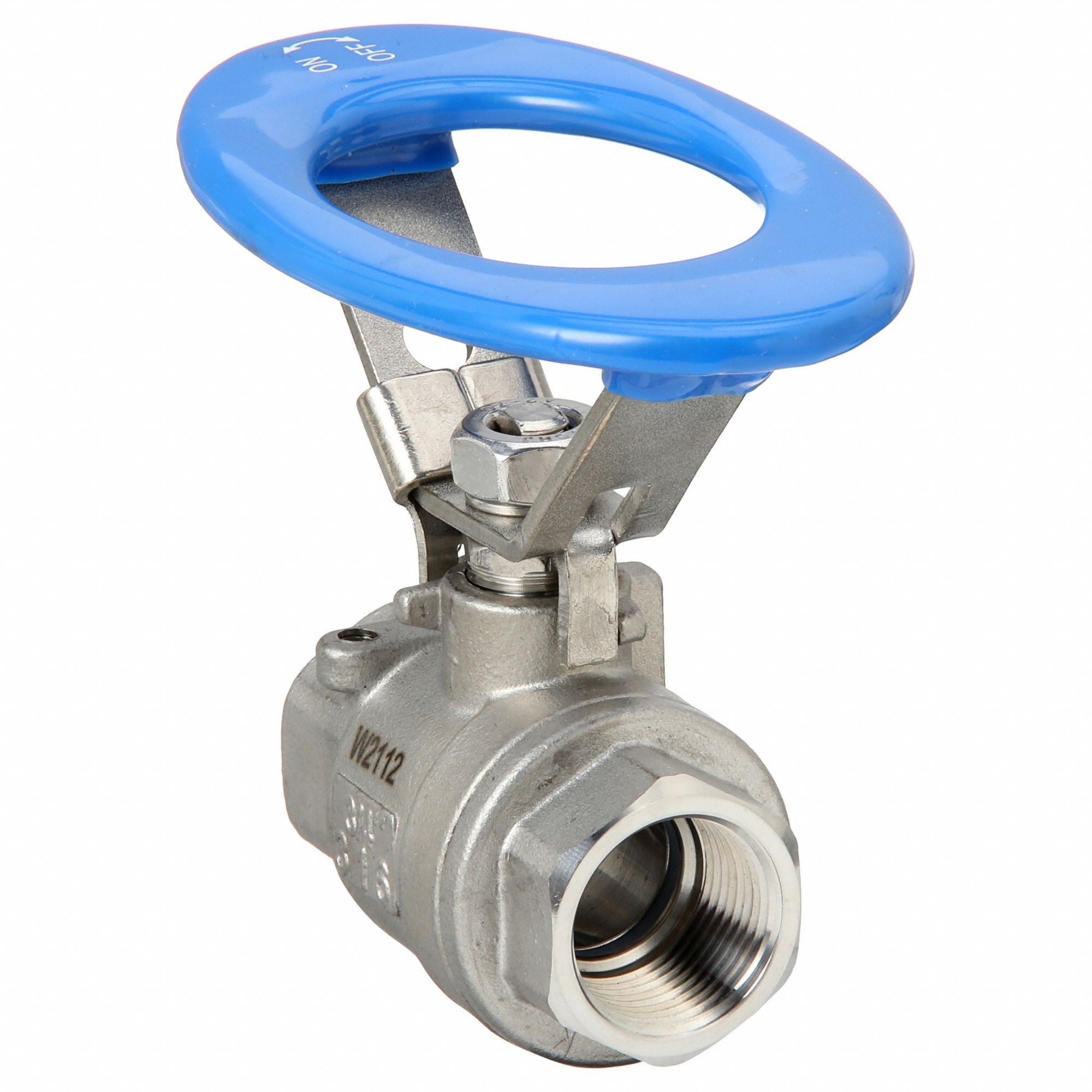 Manual Two-Way Ball Valve: 3/4 in, 316 Stainless Steel, Straight Valve Body, PTFE