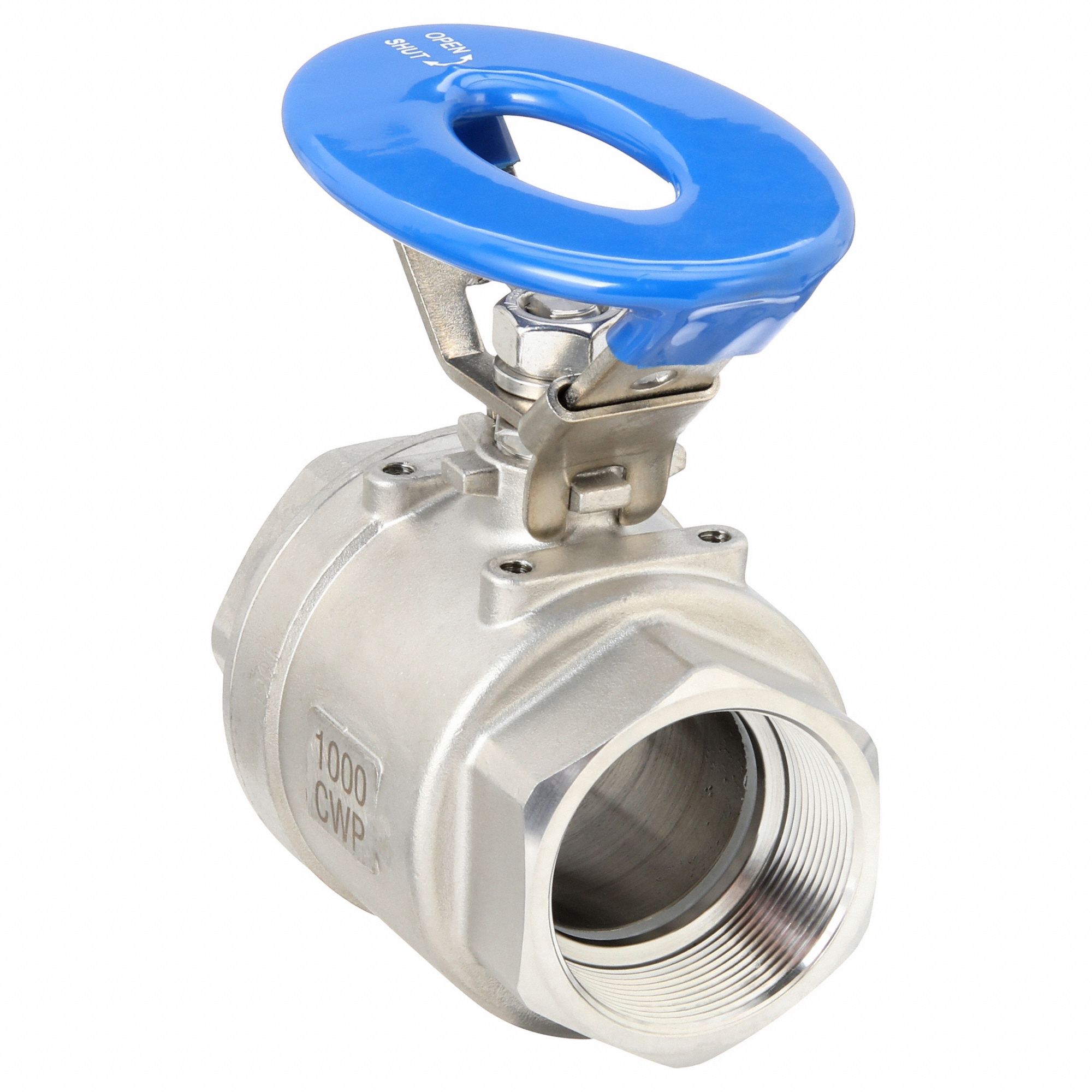 Manual Two-Way Ball Valve: 2 in, 316 Stainless Steel, Straight Valve Body, Two-Piece