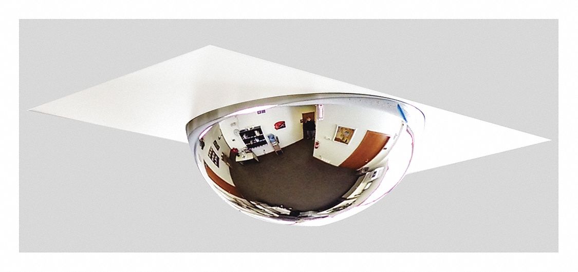 GRAINGER APPROVED Full Dome Mirror w/panel, 360° Viewing Angle, 22