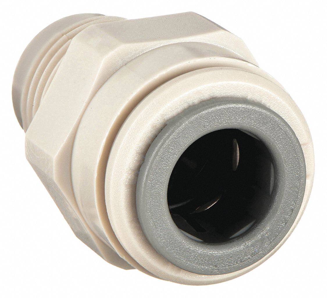 MALE ADAPTER: ACETAL, PUSH-TO-CONNECT X MFL, FOR ⅜ IN TUBE OD, ⅜ IN PIPE, GREY, 10 PK