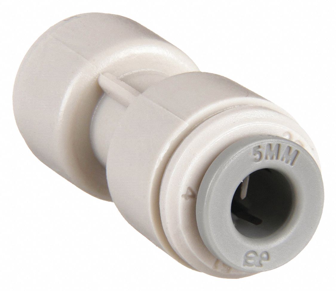 Push-Fit Adapter Fitting: Union, 3/16 in OD 3/16 in OD Size, Acetal, 10 PK