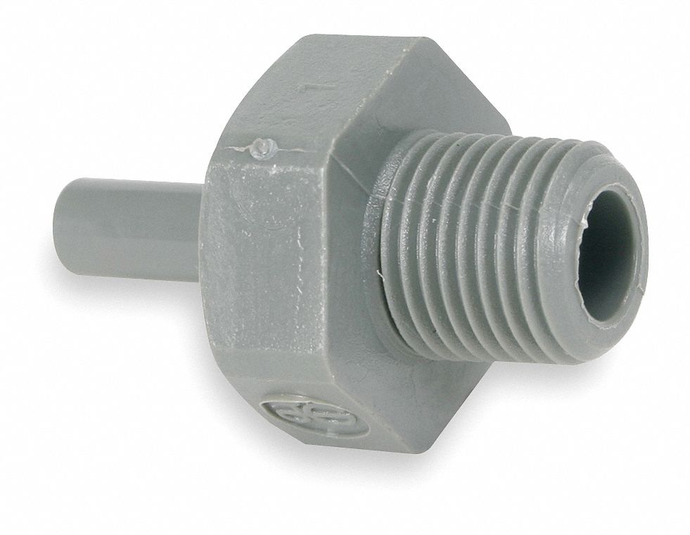 Push-Fit Adapter Fitting: Straight, 5/16 in OD 1/4 in Pipe Size, Tube Stem x FNPT, 10 PK