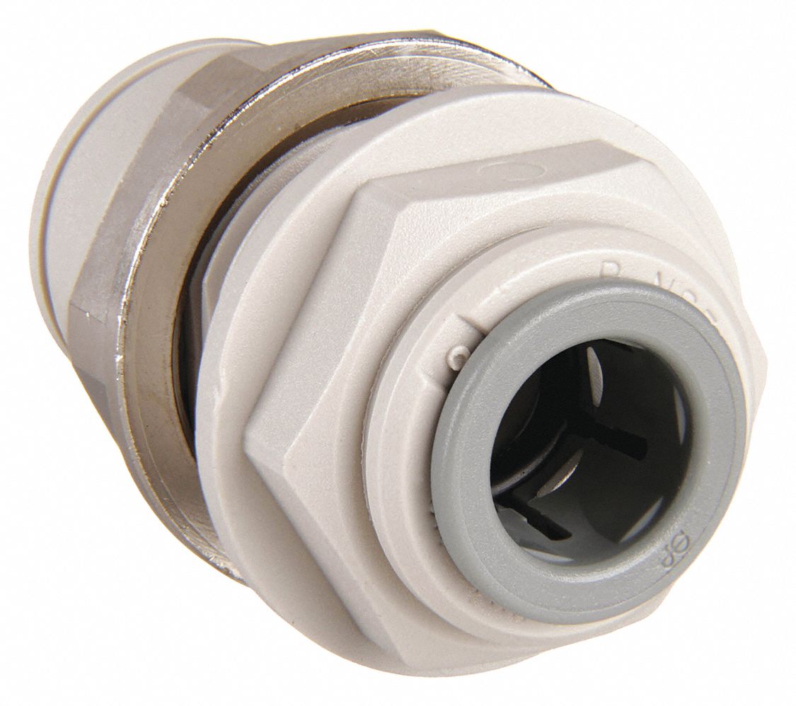 BULKHEAD UNION: ACETAL, PUSH-TO-CONNECT X PUSH-TO-CONNECT, FOR ½ X ½ IN TUBE OD, 10 PK
