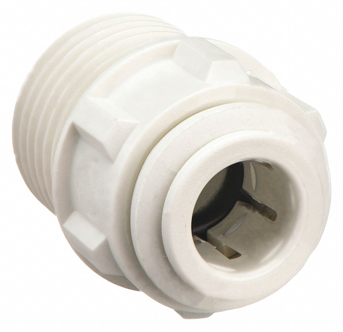 MALE ADAPTER: POLYPROPYLENE, PUSH-TO-CONNECT X MNPTF, FOR ⅜ IN TUBE OD, ¼ IN PIPE, 10 PK
