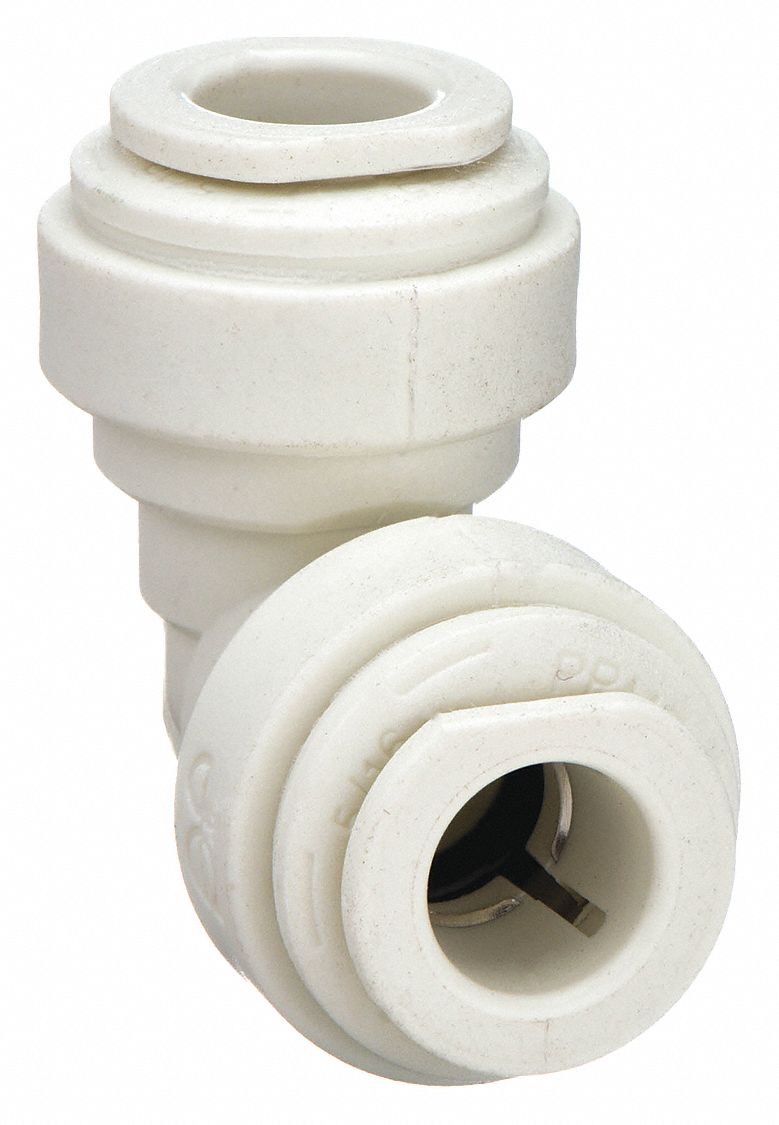 Push-Fit Elbow Fitting: 90° Elbow, 5/16 in OD 5/16 in OD Size, Polypropylene, 10 PK