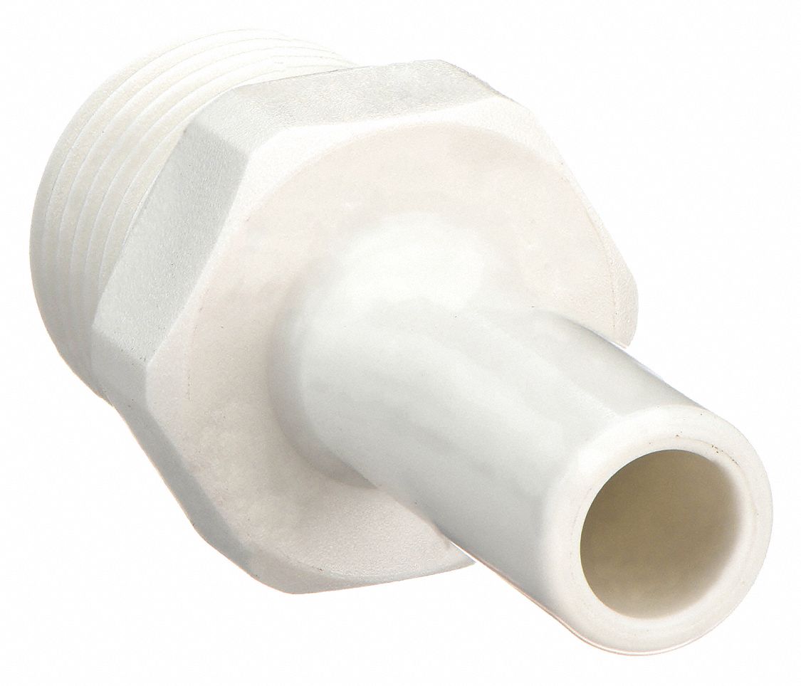 STEM ADAPTER: POLYPROPYLENE, TUBE STEM X FNPT, FOR ¼ IN TUBE OD, ¼ IN PIPE, WHITE, 10 PK