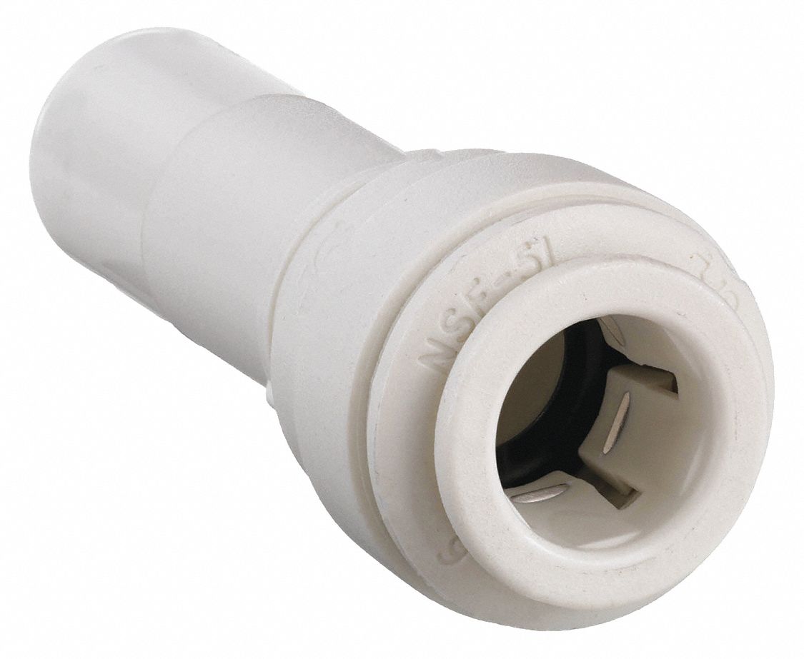 REDUCER: PP, PUSH-TO-CONNECT X PUSH-TO-CONNECT, FOR ½ X ½ IN TUBE OD, WHITE, 10 PK