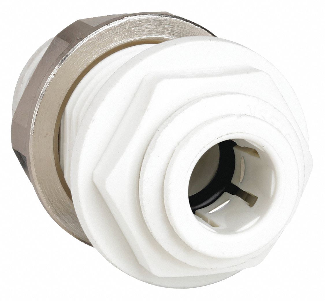 Push-Fit Adapter Fitting: Union, 1/2 in OD 1/2 in OD Size, Polypropylene, 10 PK