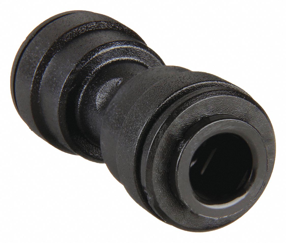 Push-Fit Adapter Fitting: Union, 1/4 in OD 1/4 in OD Size, Acetal, 10 PK
