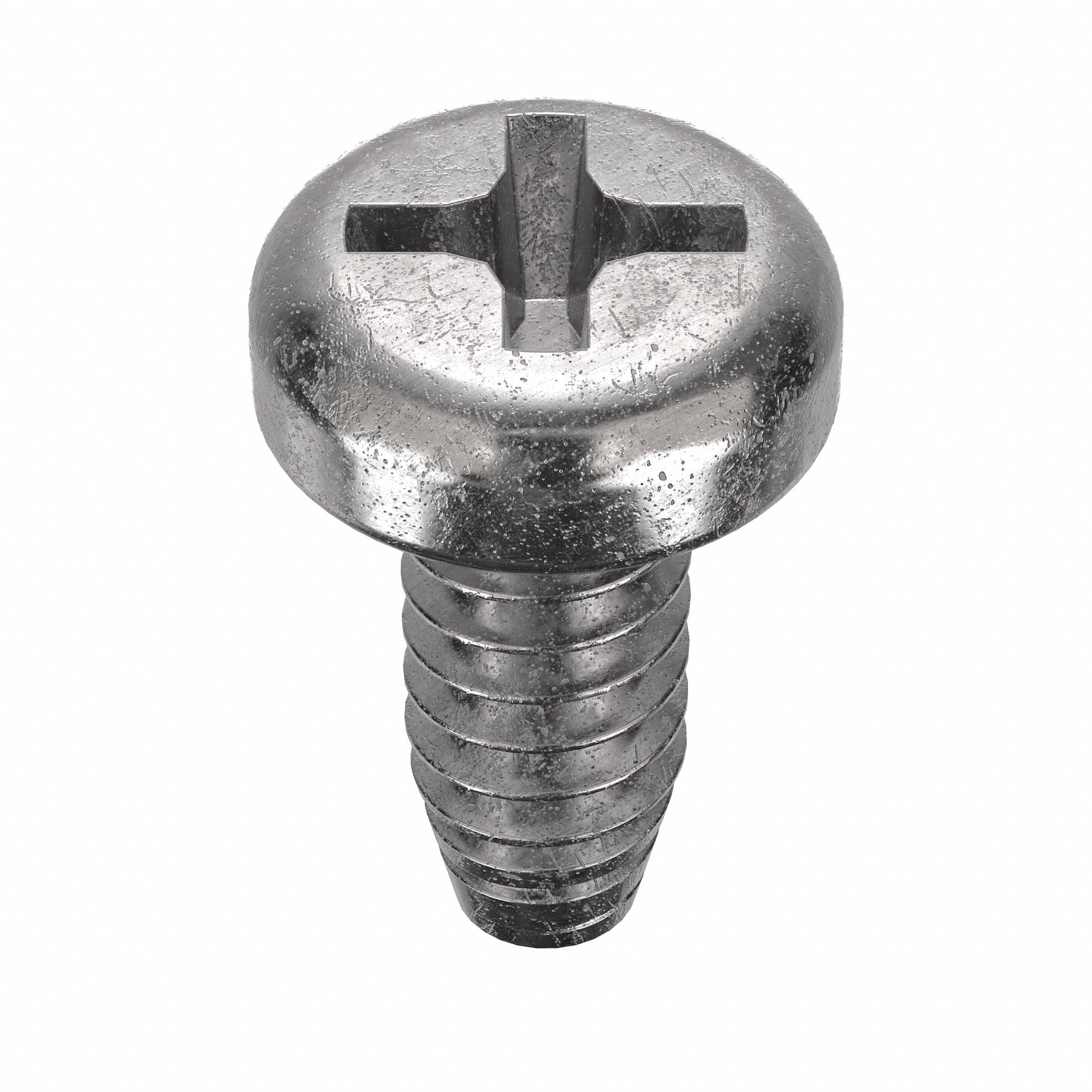 THREAD CUTTING SCREW, SIZE #4, ¼ IN L, 410 STAINLESS STEEL, PLAIN, PAN, PHILLIPS, 100 PK