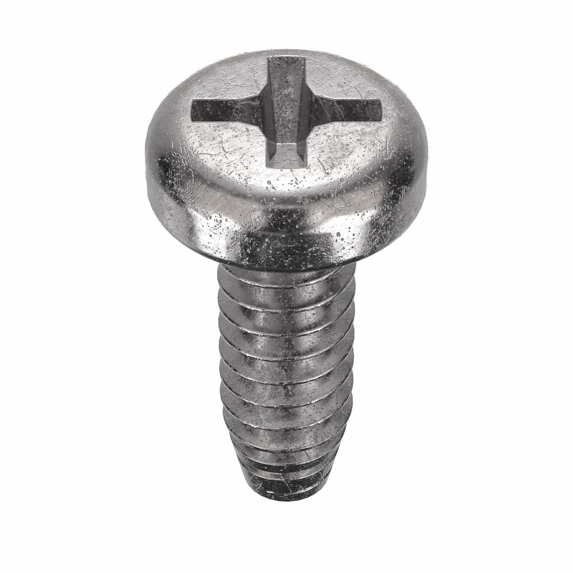 THREAD CUTTING SCREW, SIZE #6, ⅜ IN L, 410 STAINLESS STEEL, PLAIN, PAN, PHILLIPS, 100 PK