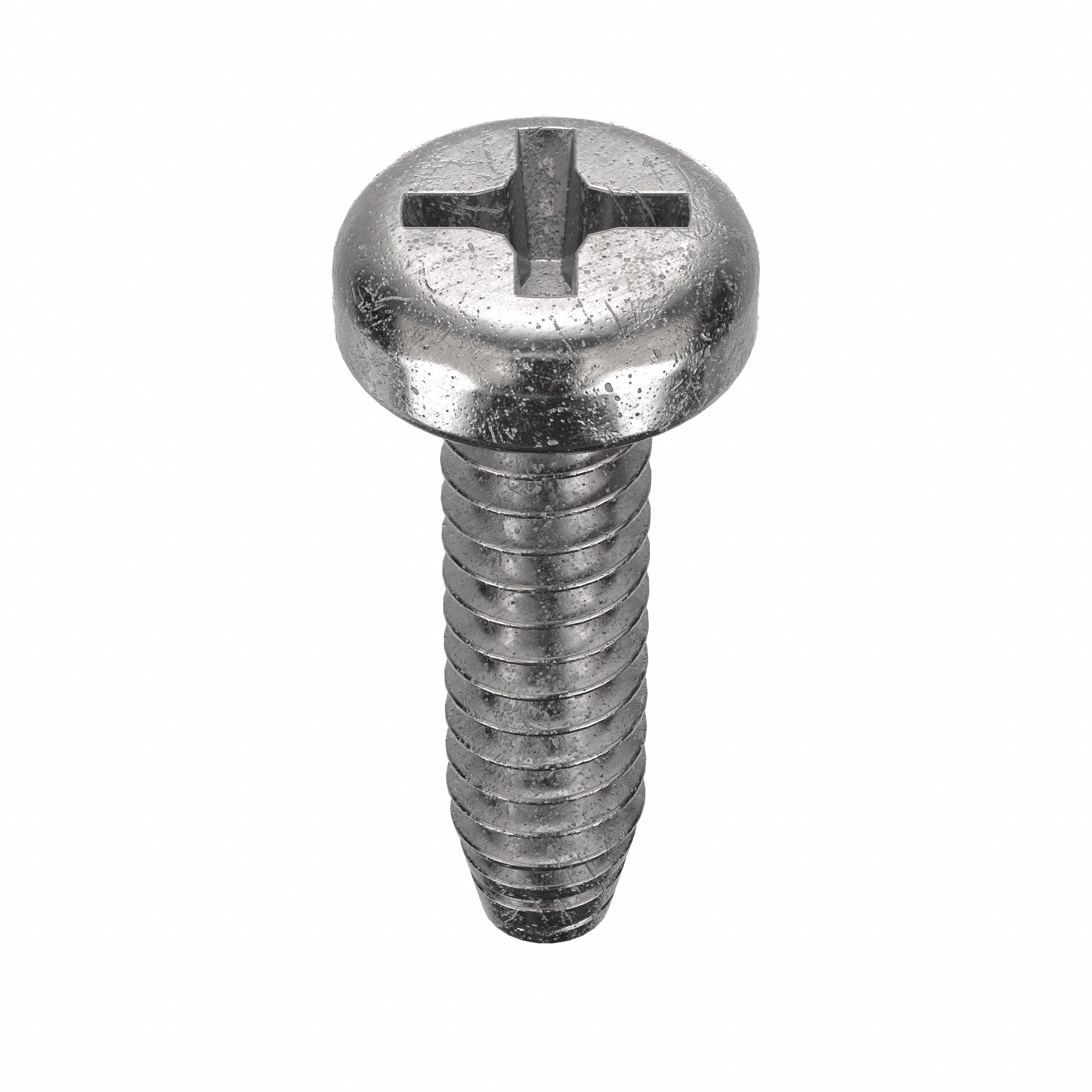 THREAD CUTTING SCREW, SIZE #6, ½ IN L, 410 STAINLESS STEEL, PLAIN, PAN, PHILLIPS, 100 PK