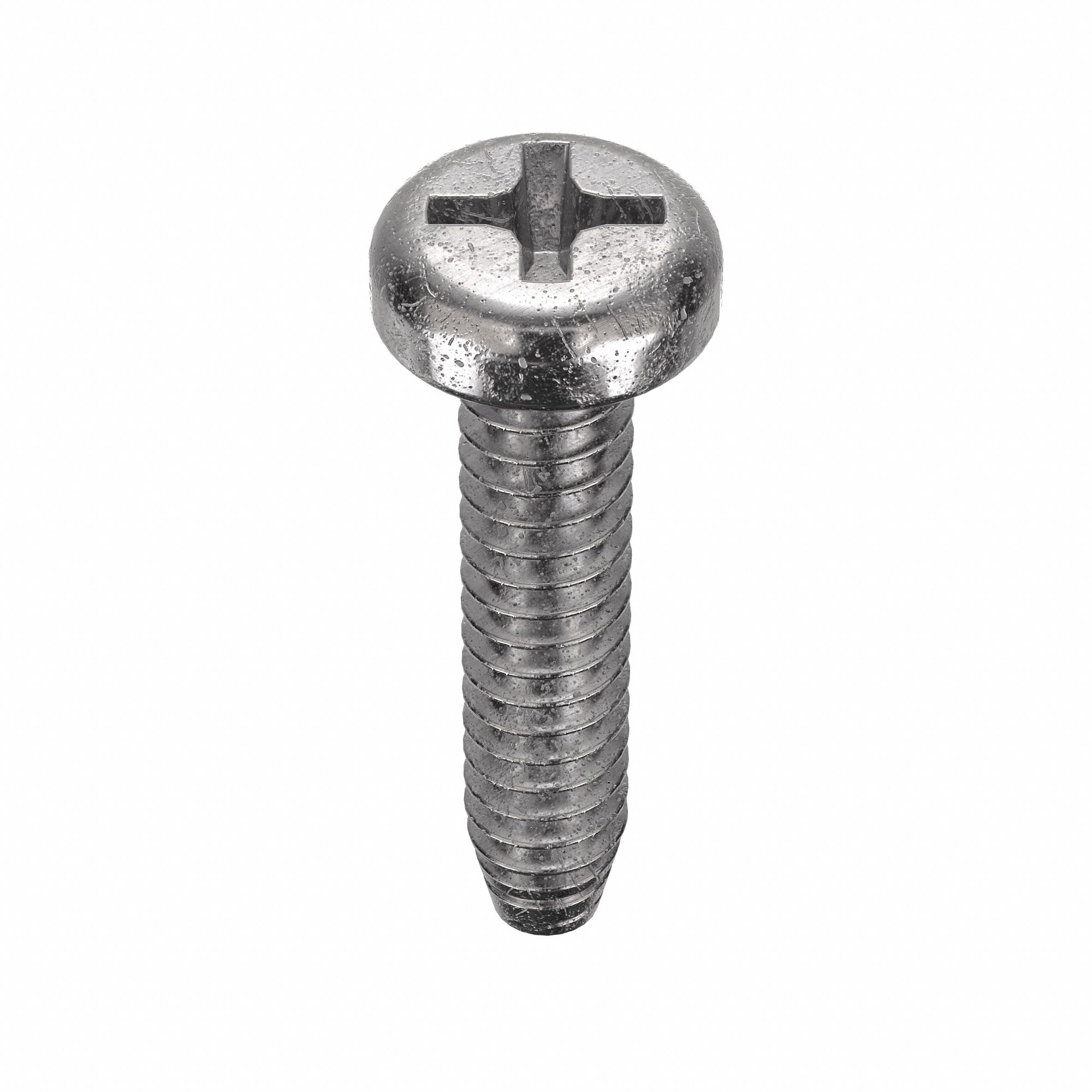 THREAD CUTTING SCREW, SIZE #6, ⅝ IN L, 410 STAINLESS STEEL, PLAIN, PAN, PHILLIPS, 100 PK