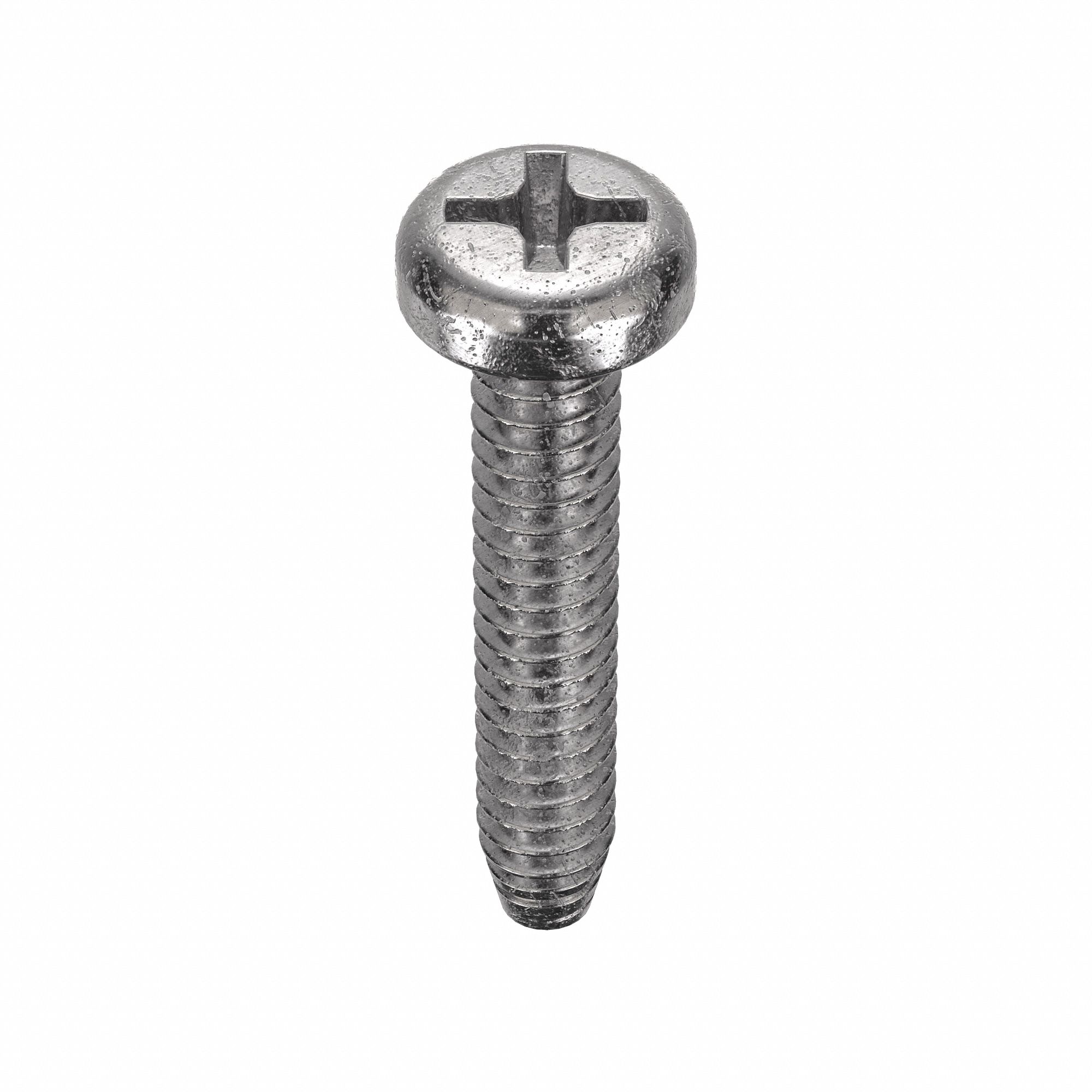 Thread-Cutting Screw: #6 Size, 3/4 in Lg, Pan, Phillips, Stainless Steel, Plain, 100 PK