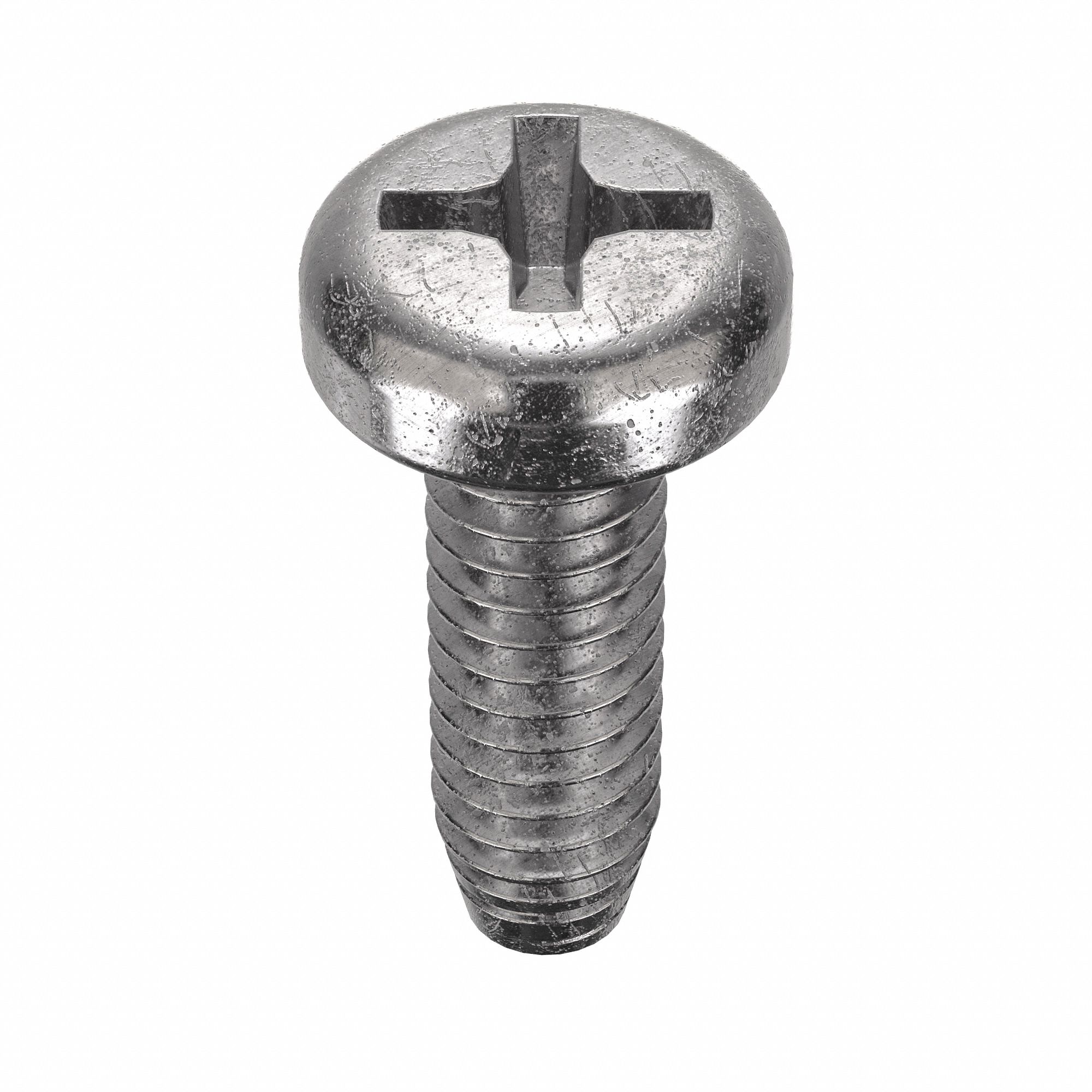 Thread-Cutting Screw: #8 Size, 1/2 in Lg, Pan, Phillips, Stainless Steel, Plain, 100 PK