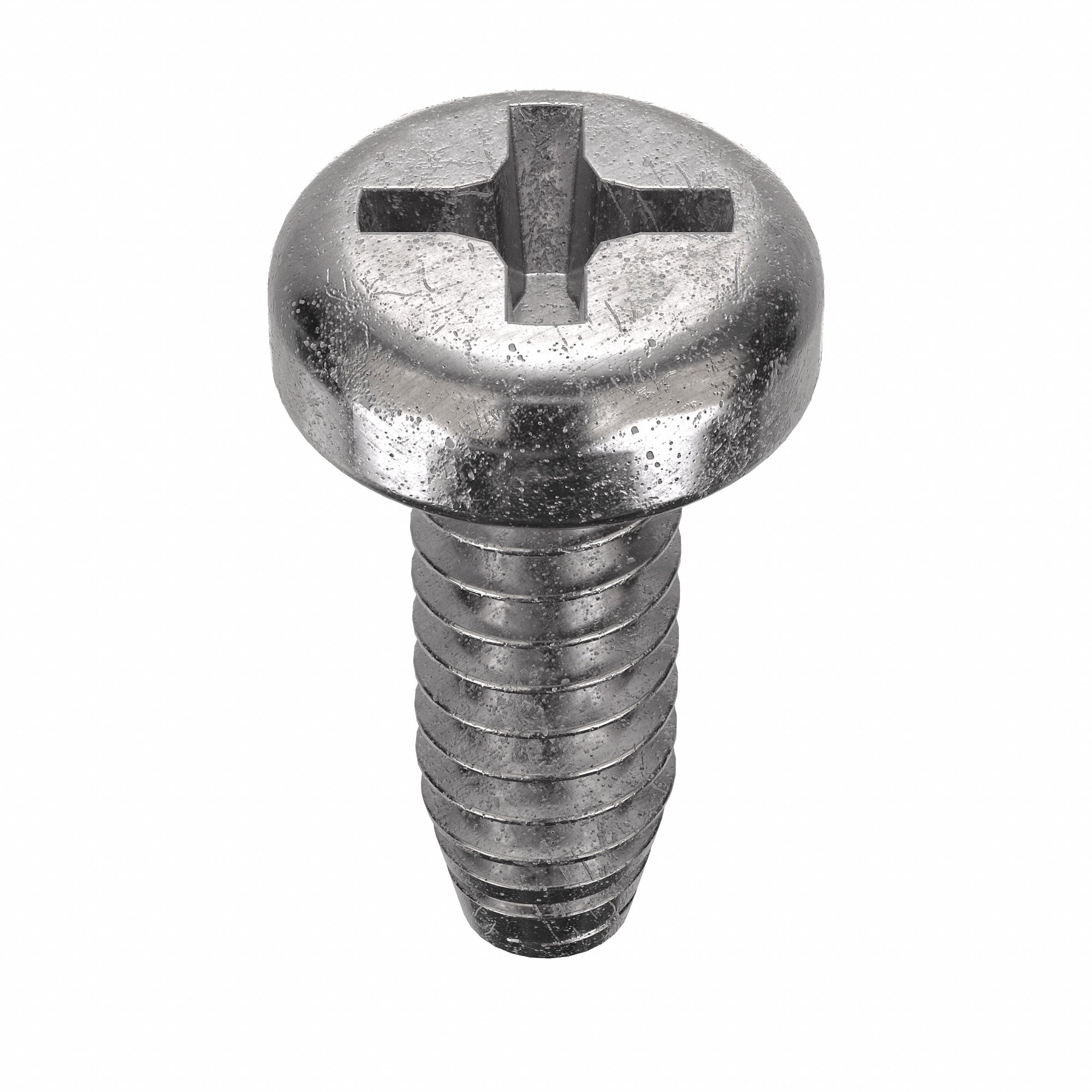 Thread-Cutting Screw: #10 Size, 1/2 in Lg, Pan, Phillips, Stainless Steel, Plain, 100 PK