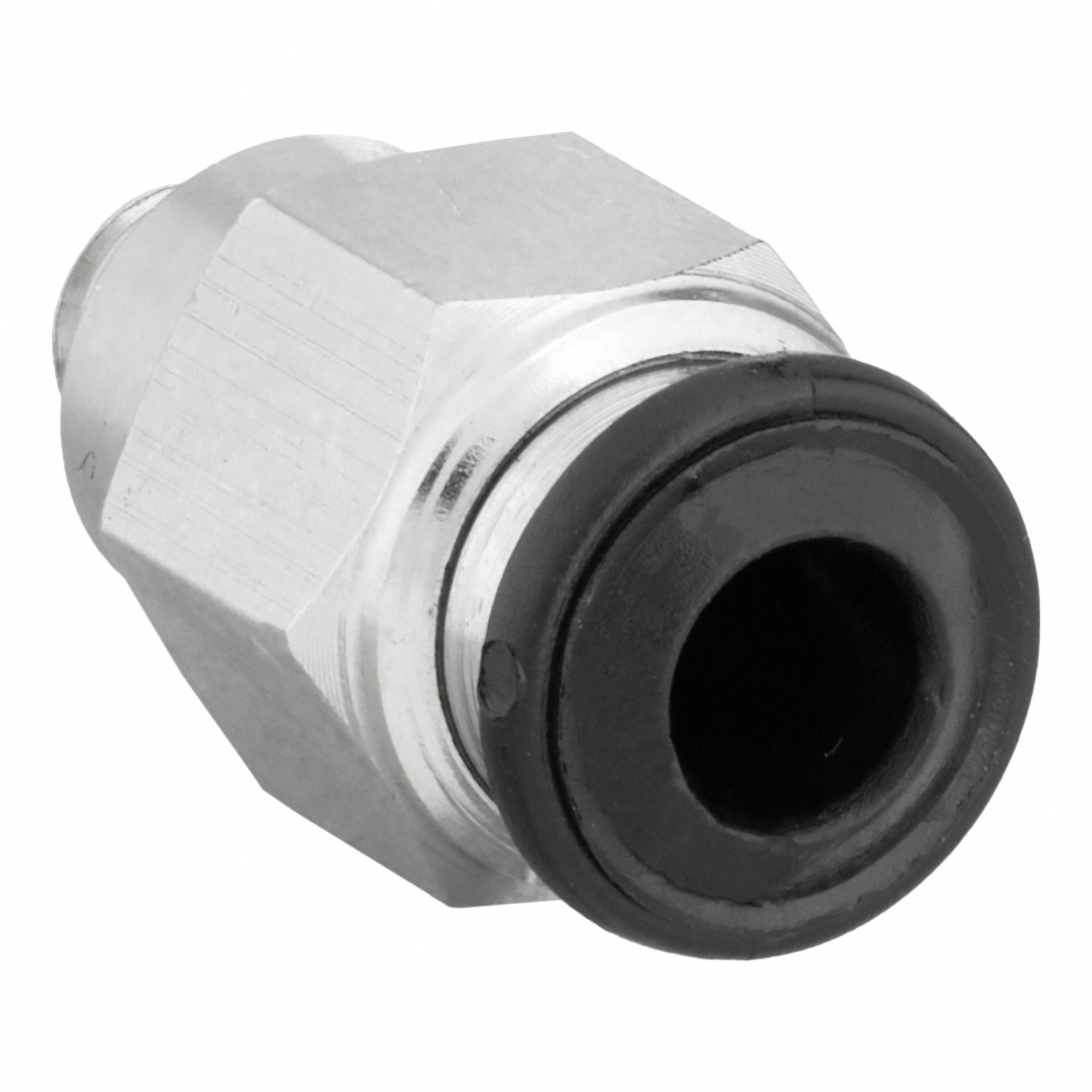 Push-Fit Adapter Fitting: 3 mm OD x 5 mm Pipe Size, Push-to-Connect x BSPP, Brass, 5 PK