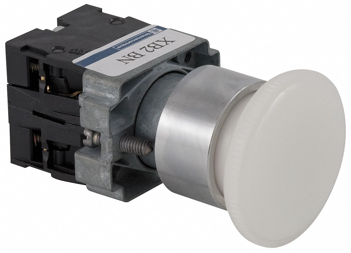 BOUTON-POUSSOIR NON LUMINEUX, MÉTAL, 22 MM, BLANC