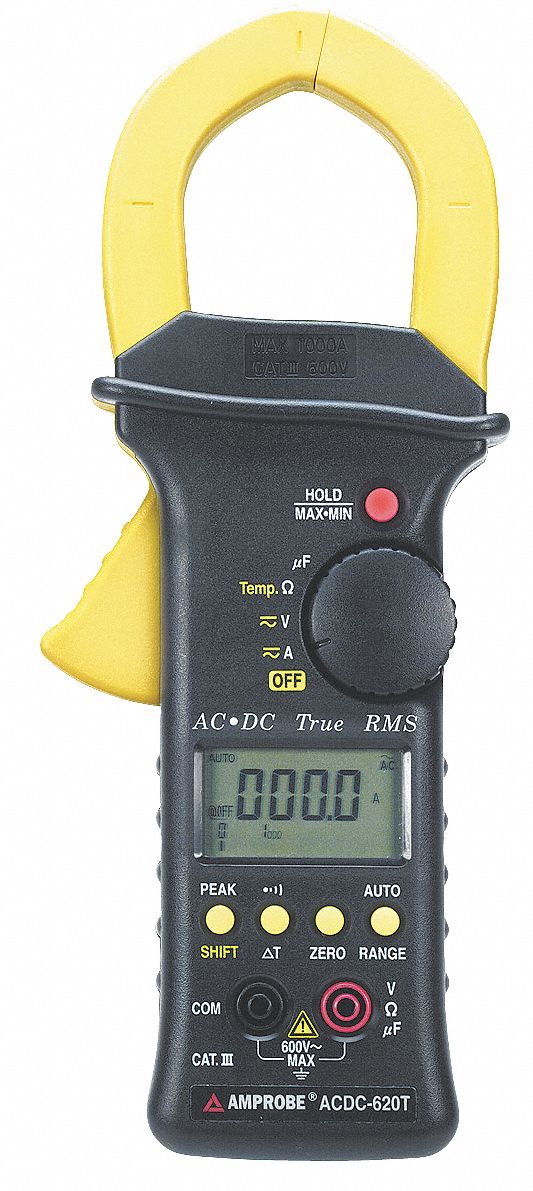 Digital Clamp On Ammeter, 40° to 2502°F Temp. Range, 2.0 in (51 mm