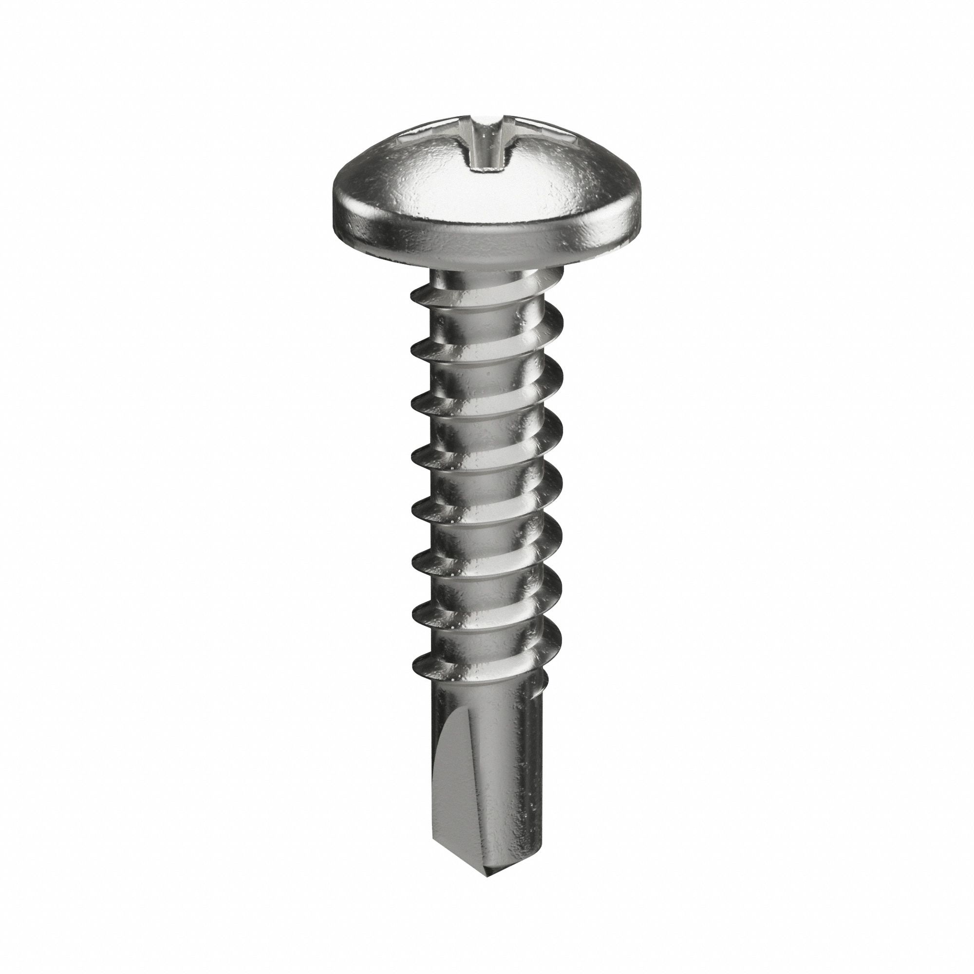 Self-Drilling Screw: #10 Size, 1 1/2 in Lg, Stainless Steel, Flat, Phillips, 18-8, 10 PK