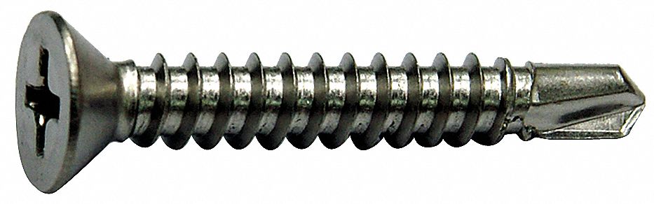 Drill Screw Flat #10 410SS 1.25 L PK50