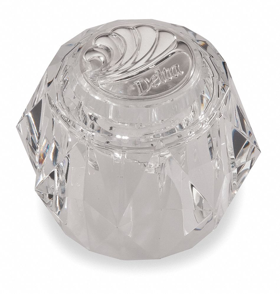 DELTA Handle, Fits Brand Delta, Faucet Handle Type Knob, Finish Clear