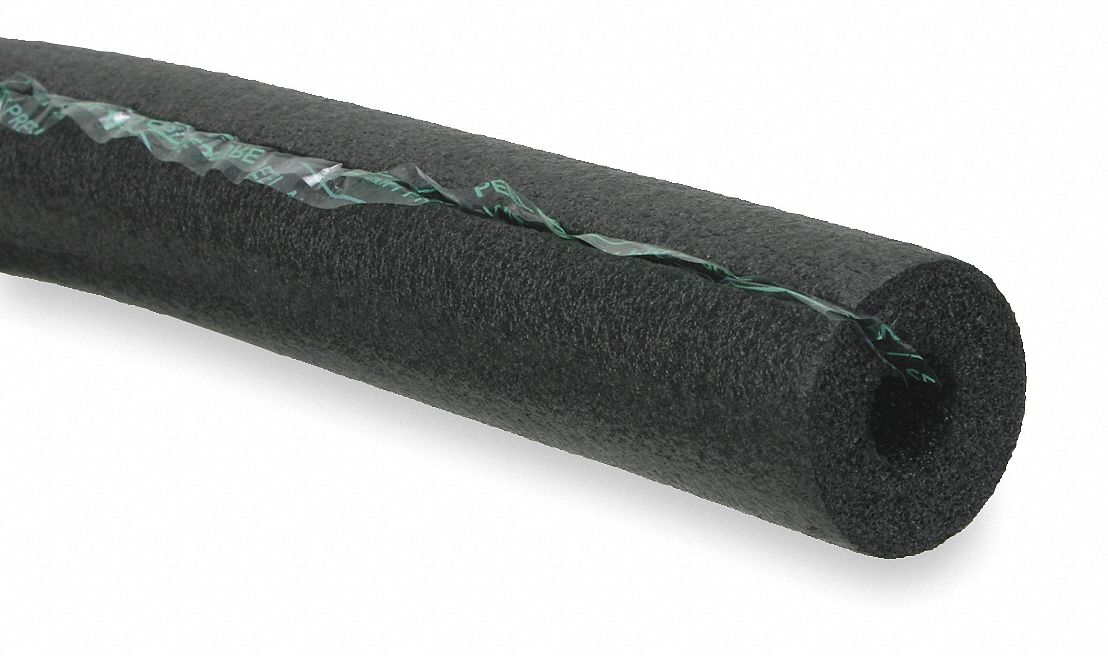 PIPE INSULATION: POLYETHYLENE, SLIT WITH ADHESIVE, ½ IN THICK, 1⅝ IN ID, 6 FT L, 2.5 R-VALUE