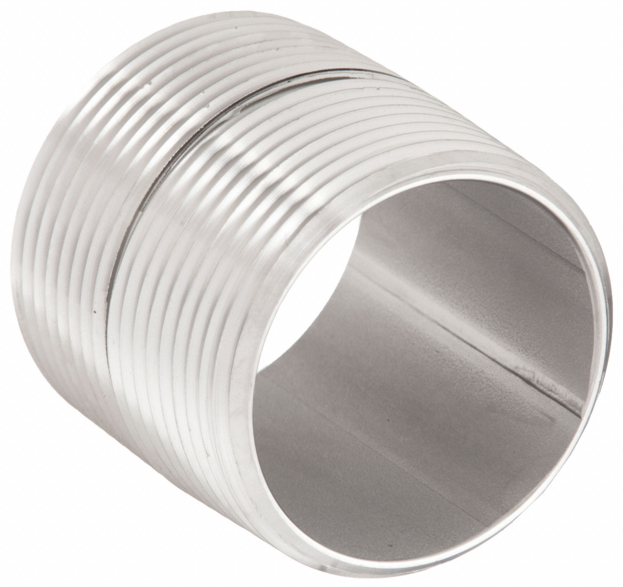 Nipple: 316 Stainless Steel, 1 1/2 in Nominal Pipe Size, 1 3/4 in Overall Lg, Fully Threaded, Welded