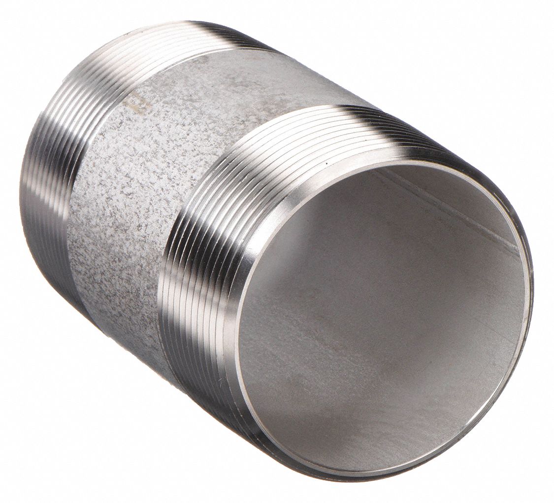 Nipple: 316 Stainless Steel, 1/4 in Nominal Pipe Size, 5 1/2 in Overall Lg, Threaded on Both Ends