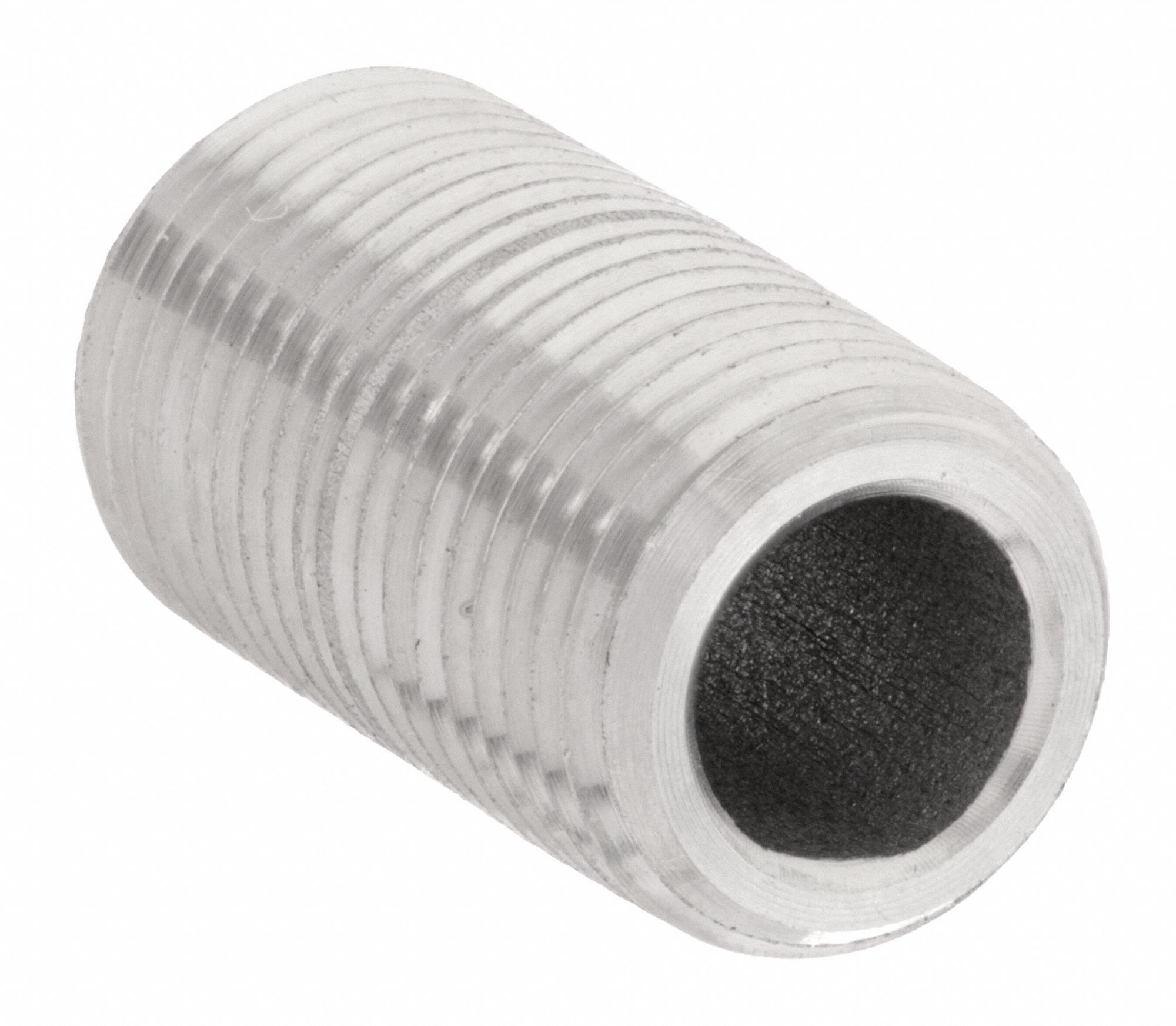 Nipple: 316 Stainless Steel, 1/8 in Nominal Pipe Size, 3/4 in Overall Lg, Fully Threaded, Seamless