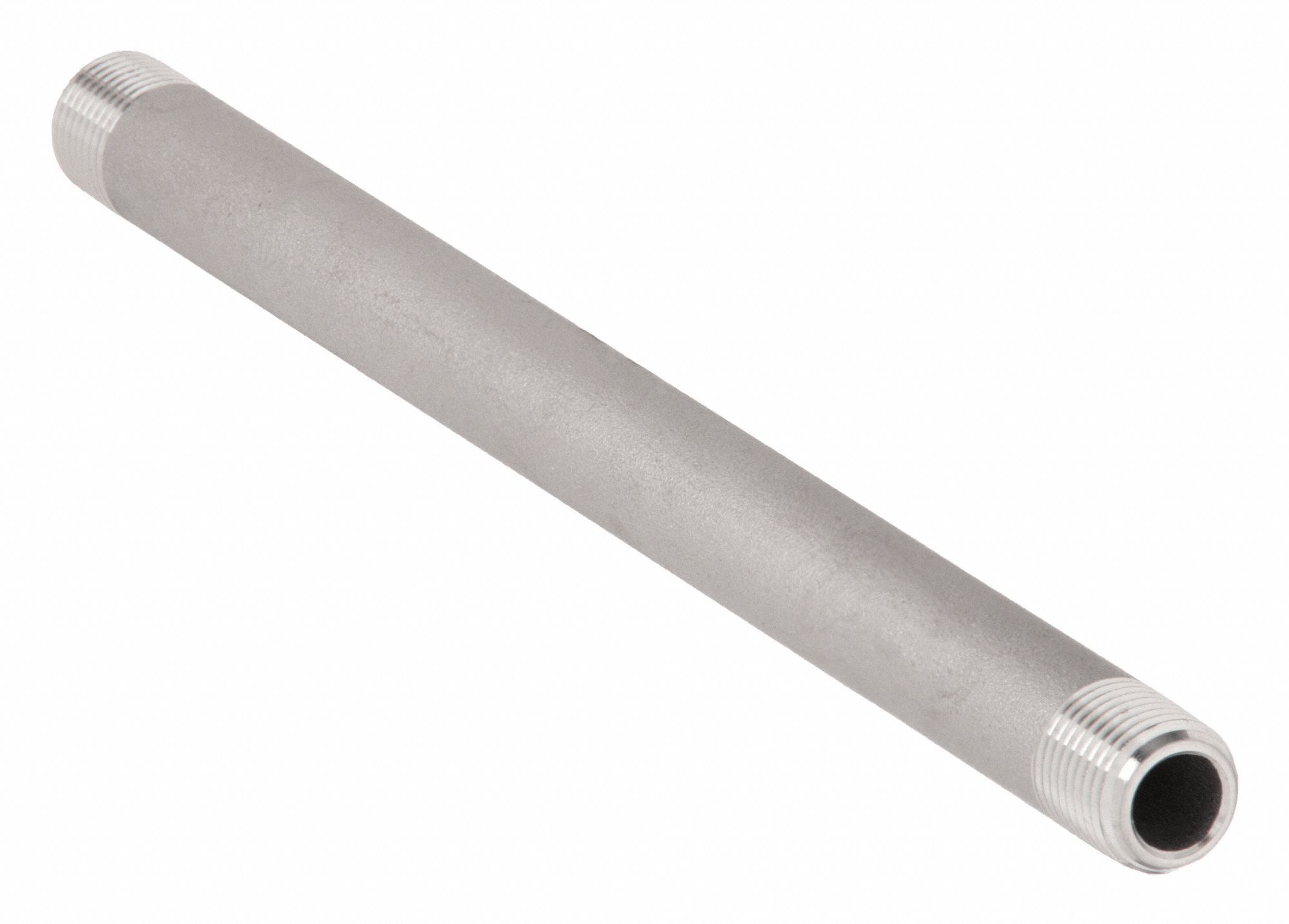 Nipple: 316 Stainless Steel, 1/8 in Nominal Pipe Size, 4 1/2 in Overall Lg, Threaded on Both Ends