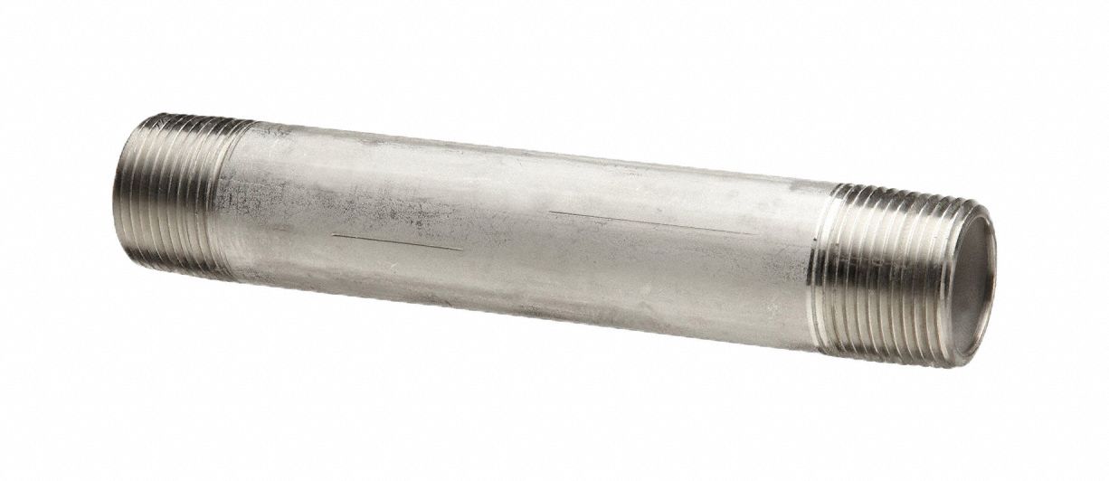 Nipple: 304 Stainless Steel, 3/4 in Nominal Pipe Size, 2 1/2 in Overall Lg, Threaded on One End