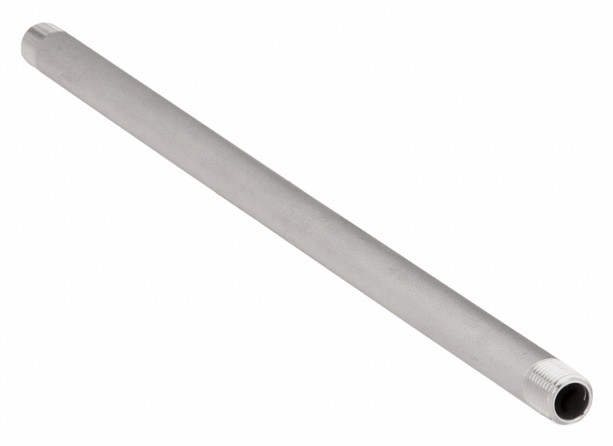 Nipple: 316 Stainless Steel, 1/8 in Nominal Pipe Size, 10 in Overall Lg, Threaded on Both Ends