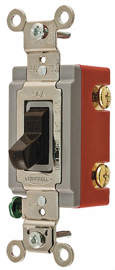 WALL SWITCH, TOGGLE SWITCH, SINGLE POLE, BROWN, 20 A, SCREW TERMINALS