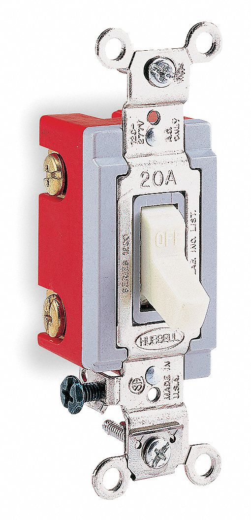 WALL SWITCH, TOGGLE SWITCH, 3-WAY, IVORY, 20 A, SCREW TERMINALS