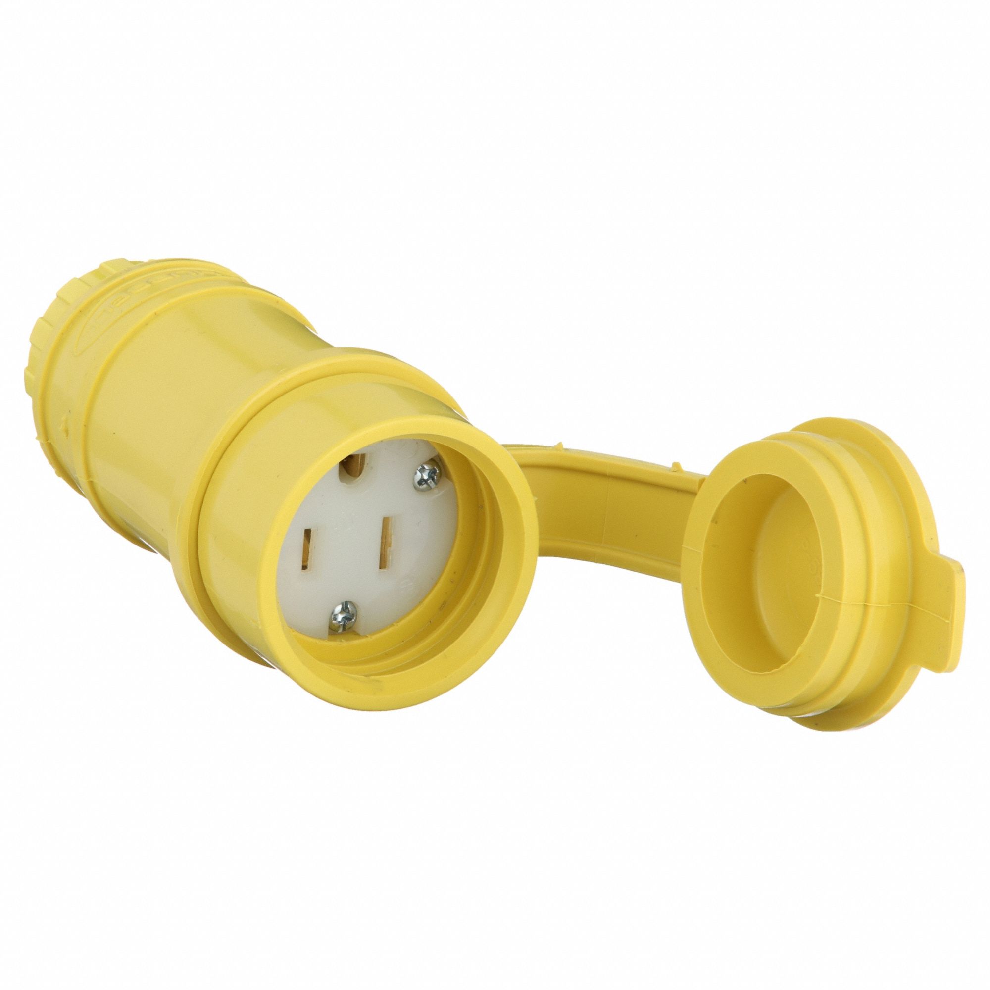 WATERTIGHT STRAIGHT BLADE CONNECTOR, 5-15R, 15 A, 125V AC, 2 POLES, YELLOW, SCREW TERMINALS, 5-15