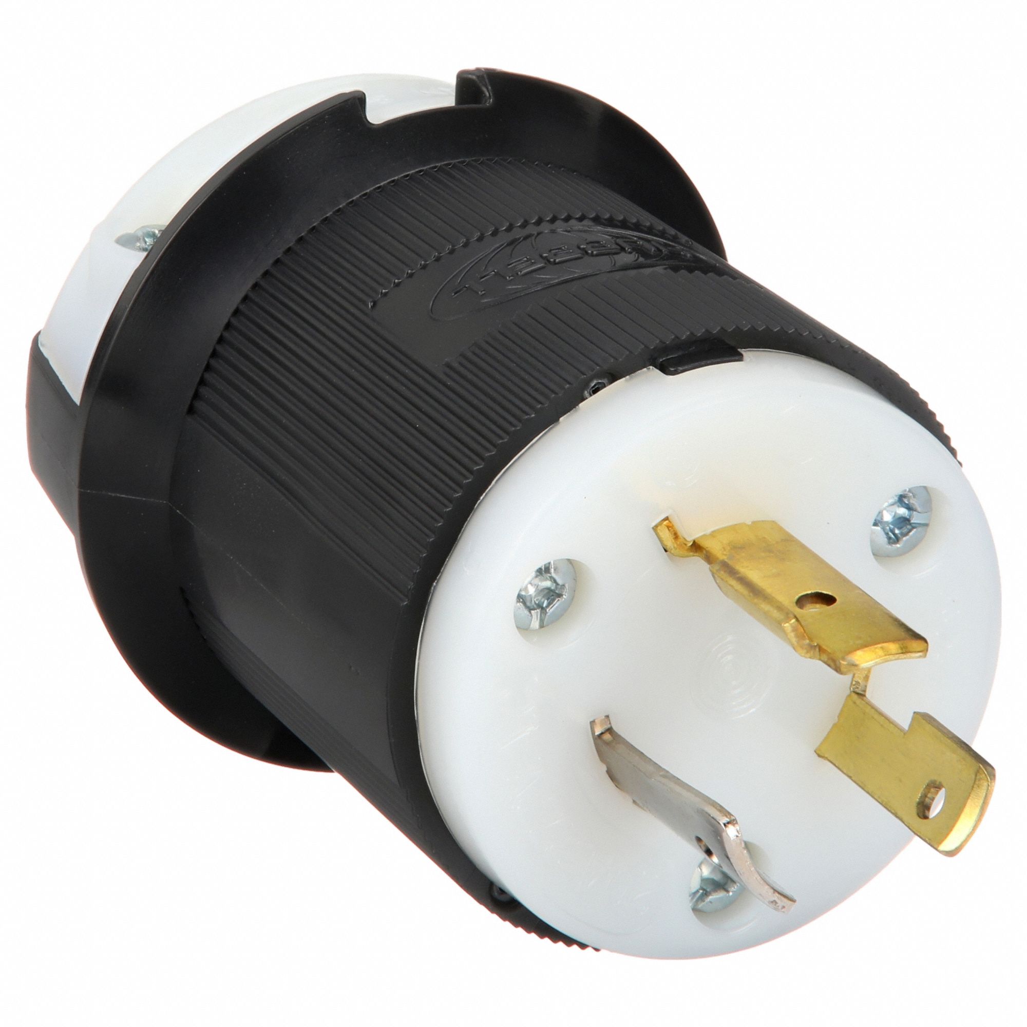 LOCKING PLUG, L7-20P, 277V AC, 20 A, 2 POLES, BLACK/WHITE, SCREW TERMINALS