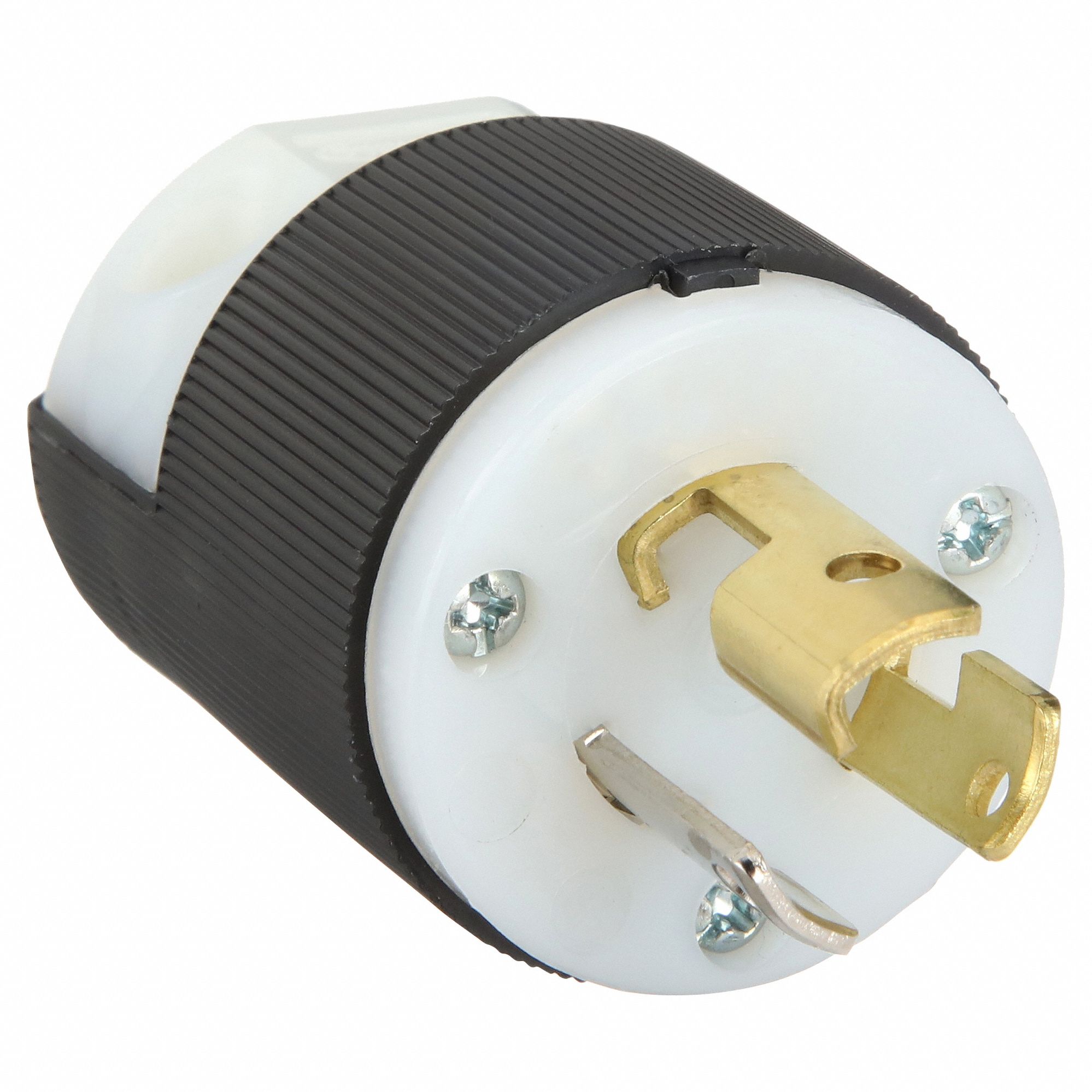 LOCKING PLUG, L7-15P, 277V AC, 15 A, 2 POLES, BLACK/WHITE, SCREW TERMINALS