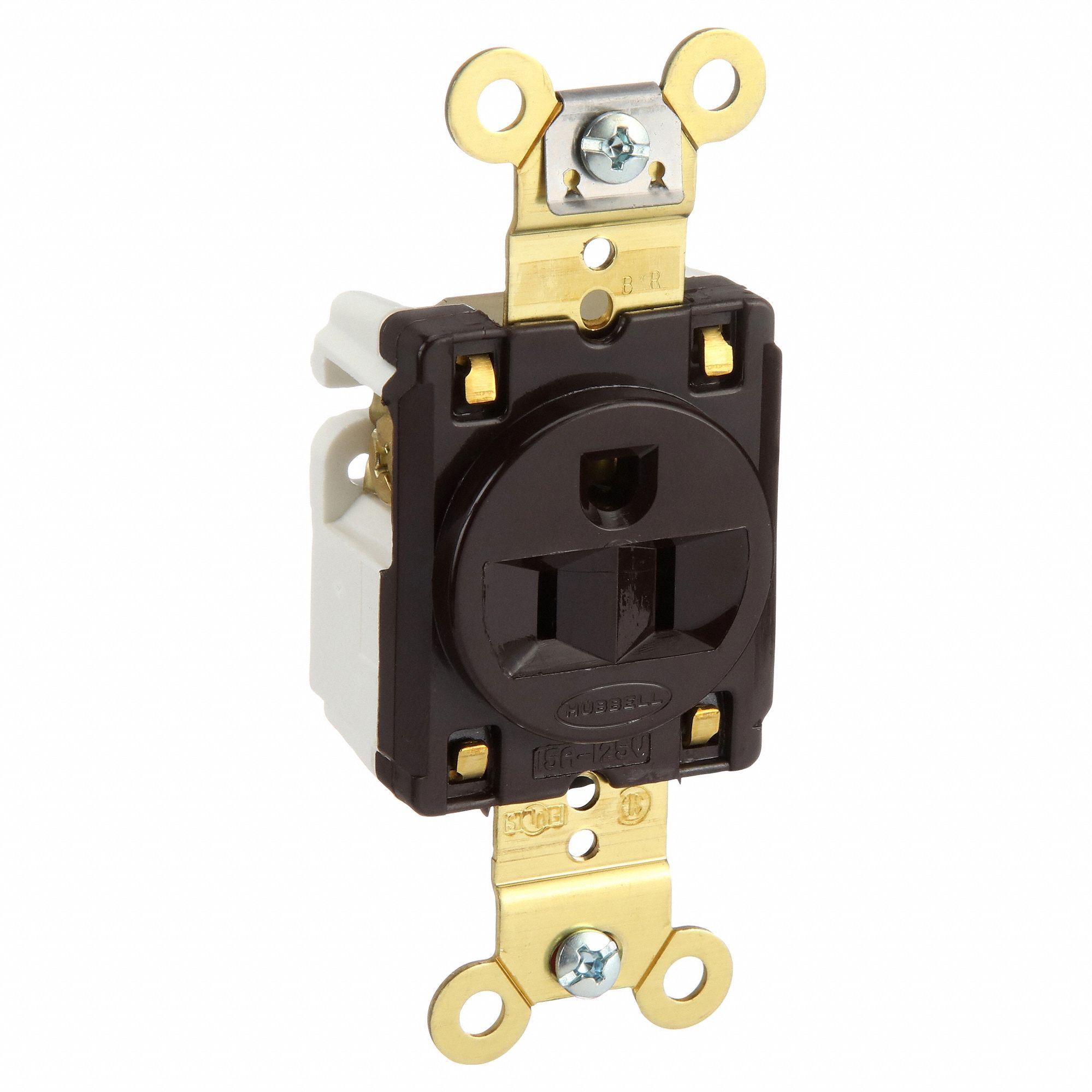 RECEPTACLE, SINGLE, 5-15R, 125V AC, 15 A, BROWN, 2 POLE/3 WIRE, SCREW TERMINALS