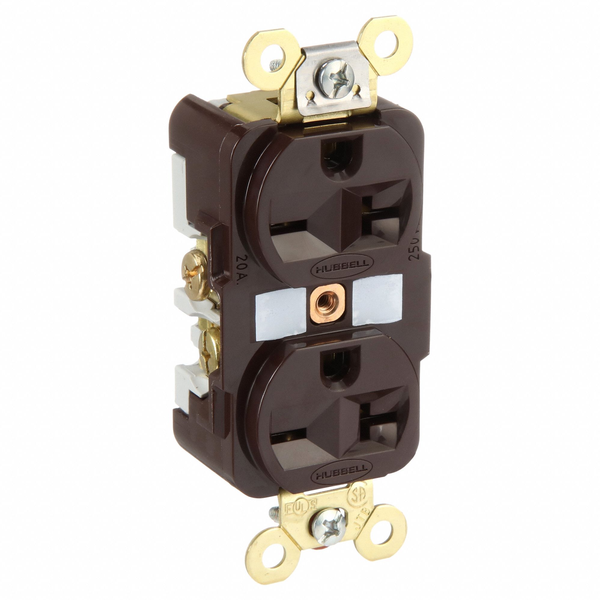 RECEPTACLE, DUPLEX, 6-20R, 250V AC, 20 A, BROWN, 2 POLE/3 WIRE, SCREW TERMINALS